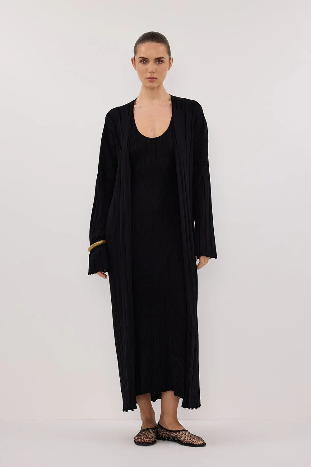 EVE BLACK SCOOP KNIT MIDI DRESS - Image 6