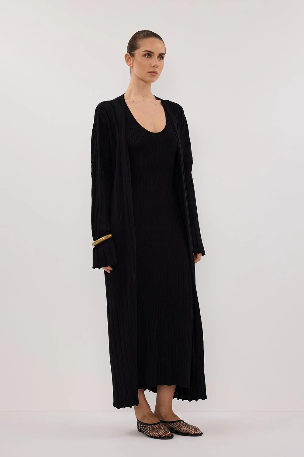 EVE BLACK SCOOP KNIT MIDI DRESS - Image 7