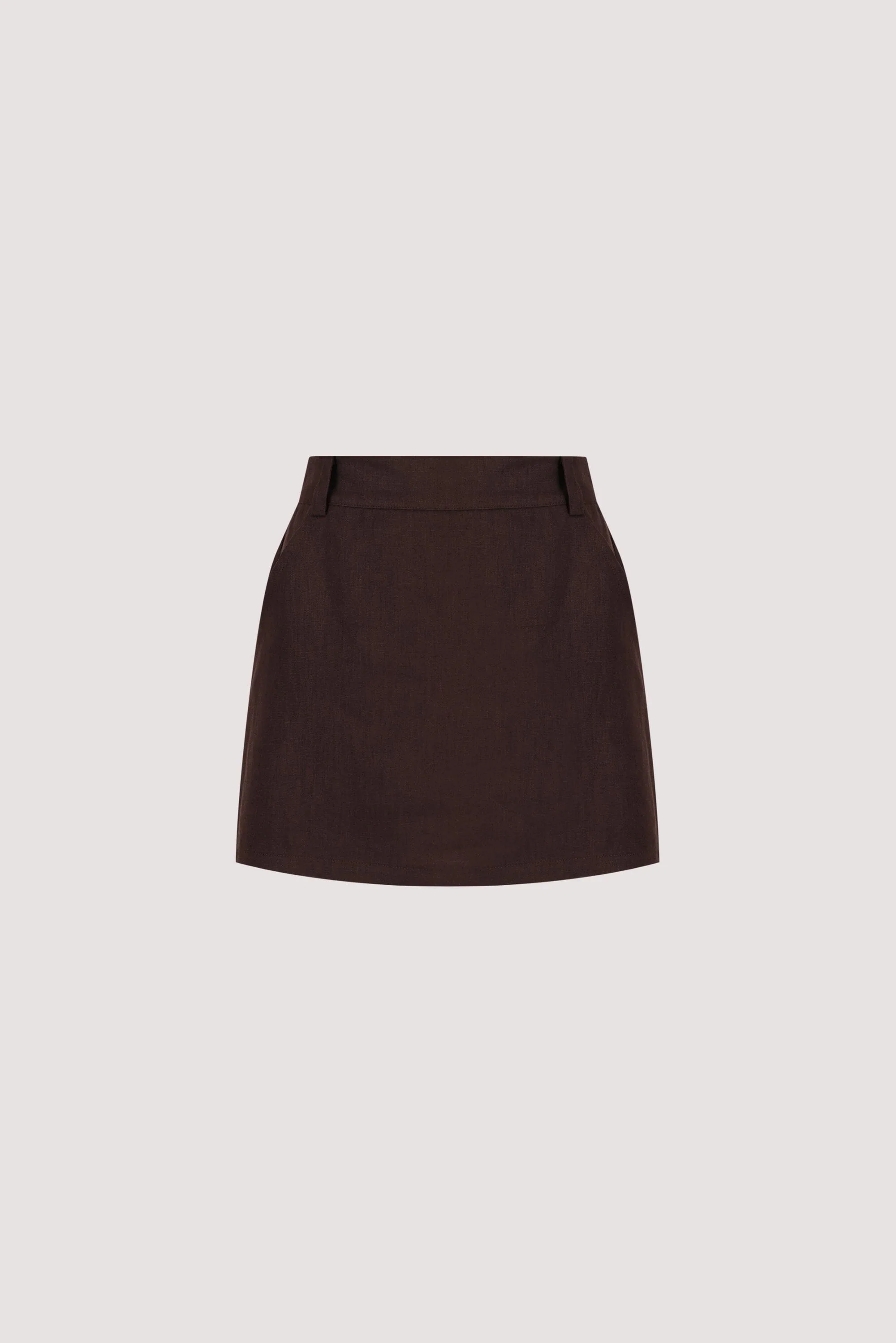 EVIE BURNT CHOC LINEN SKORT - Image 6