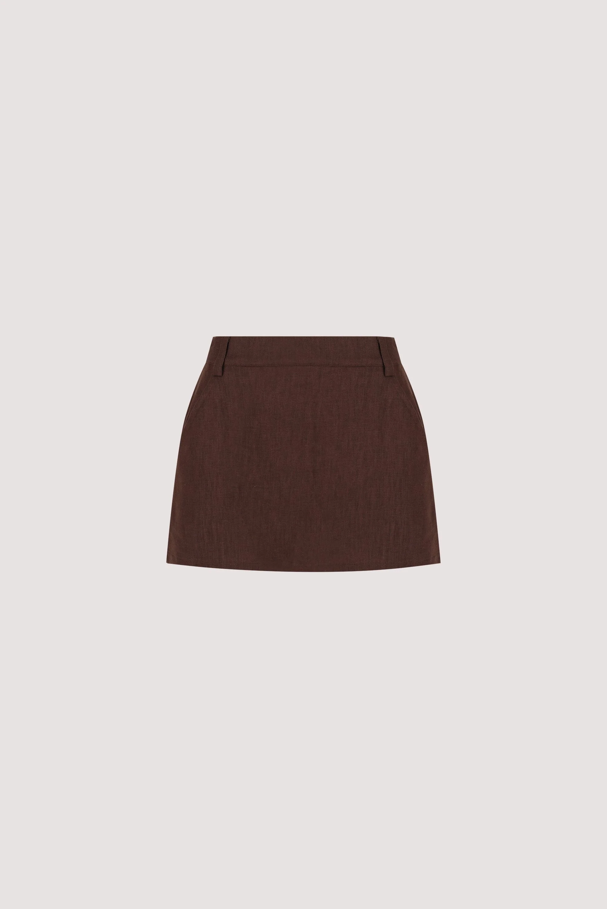 EVIE COCOA LINEN SKORT - Image 8