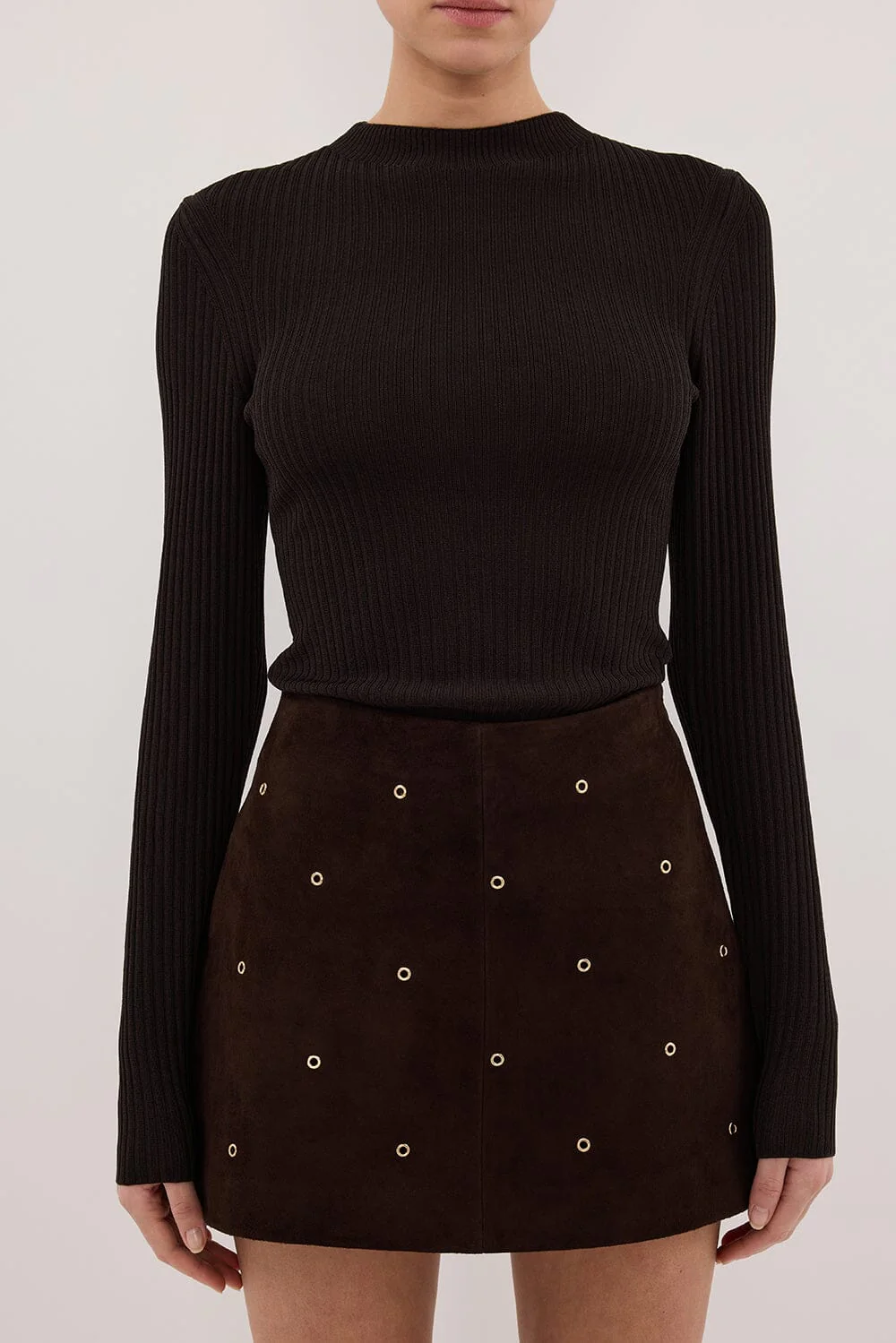 FIORA BITTER CHOC LONG SLEEVE KNIT TOP - Image 5