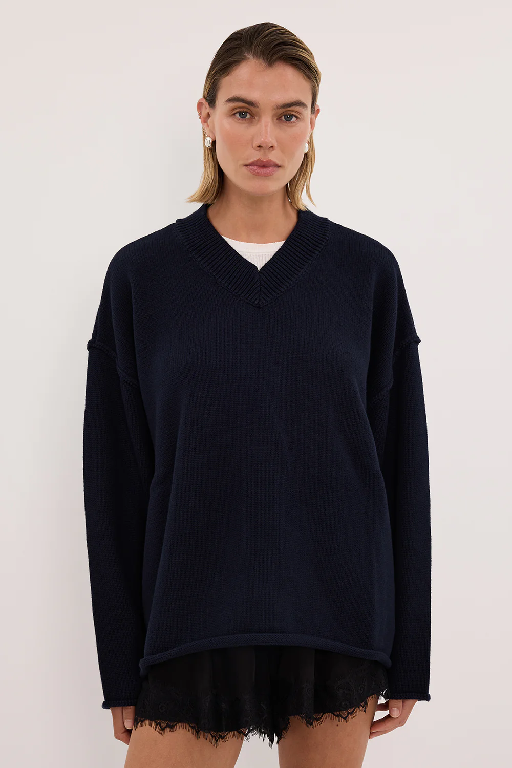 FLINT INK V NECK KNIT JUMPER - Image 3