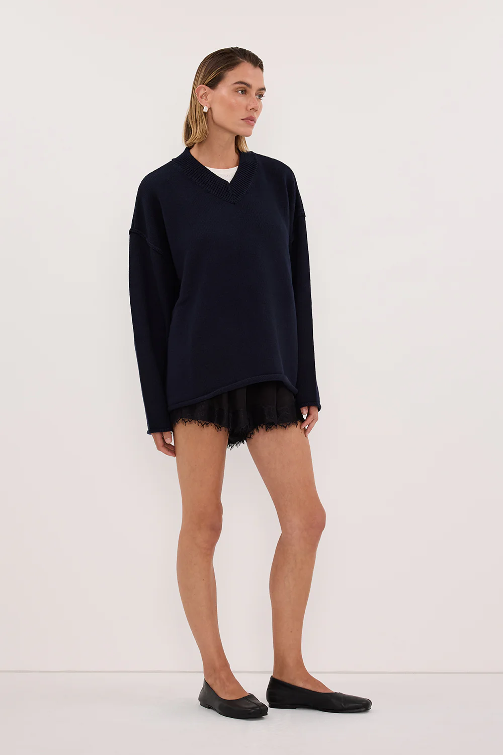 FLINT INK V NECK KNIT JUMPER - Image 4