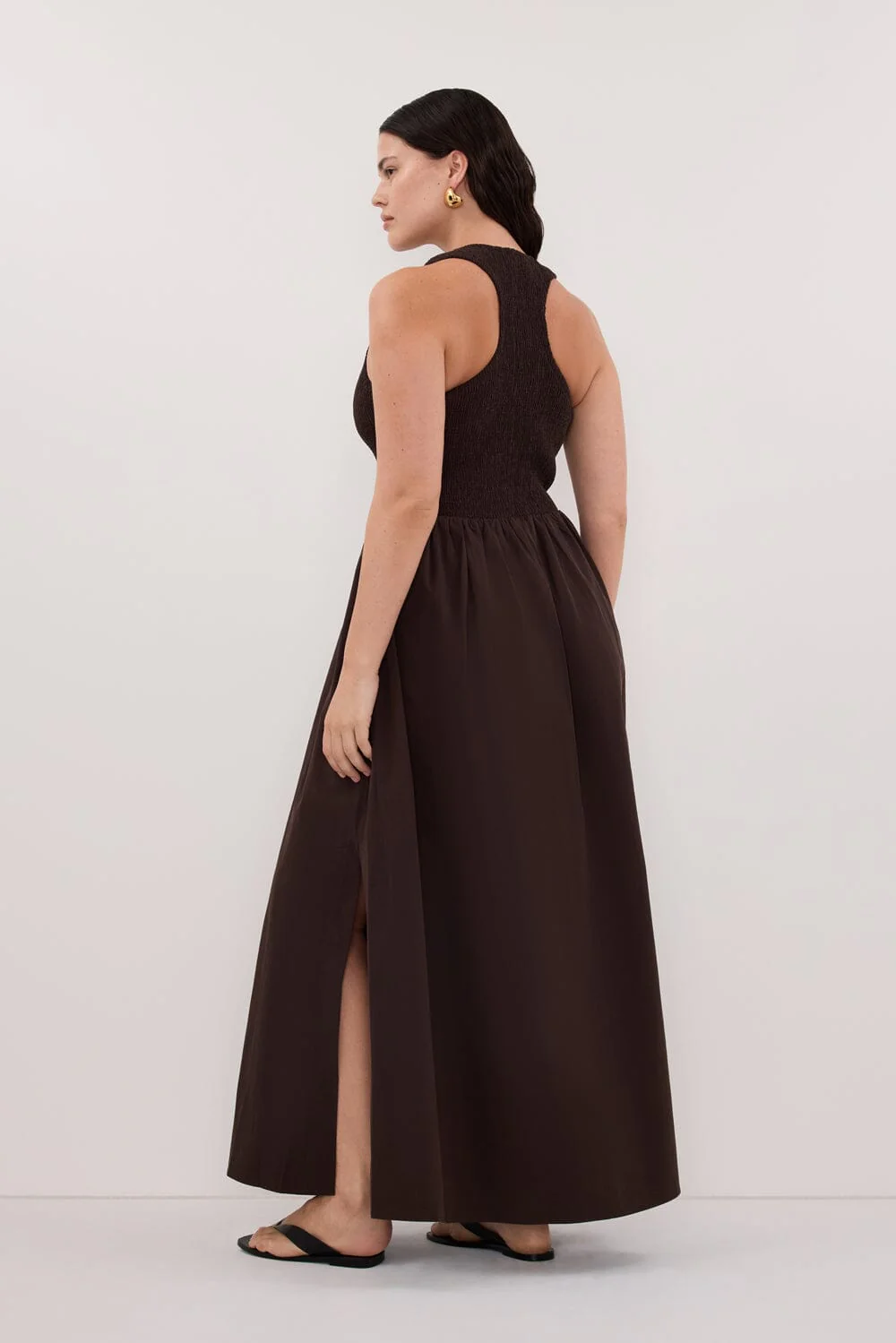 FLORENCE BURNT CHOC COTTON MIDI DRESS - Image 6