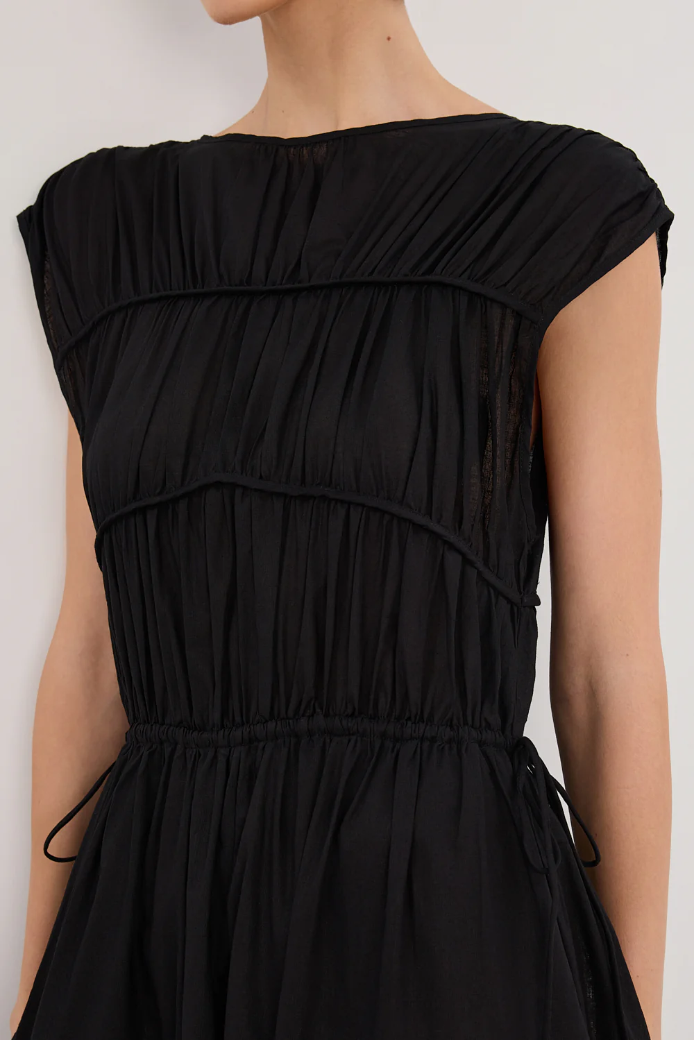 FLYNN BLACK LINEN BLEND MIDI DRESS - Image 5