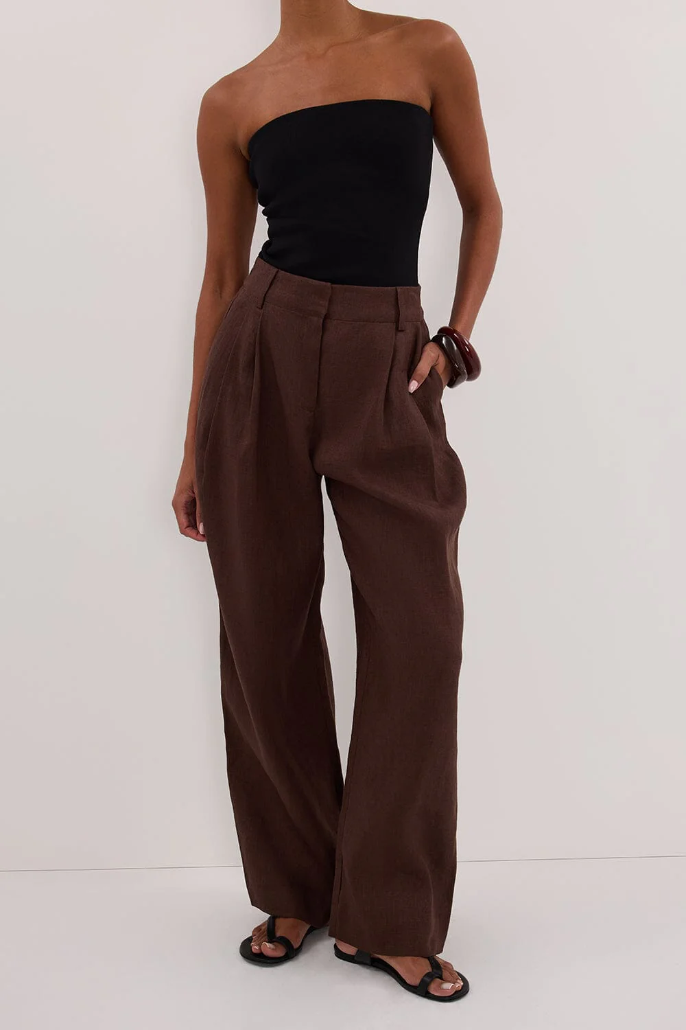 FRAN COCOA CHOC LINEN PANT - Image 2