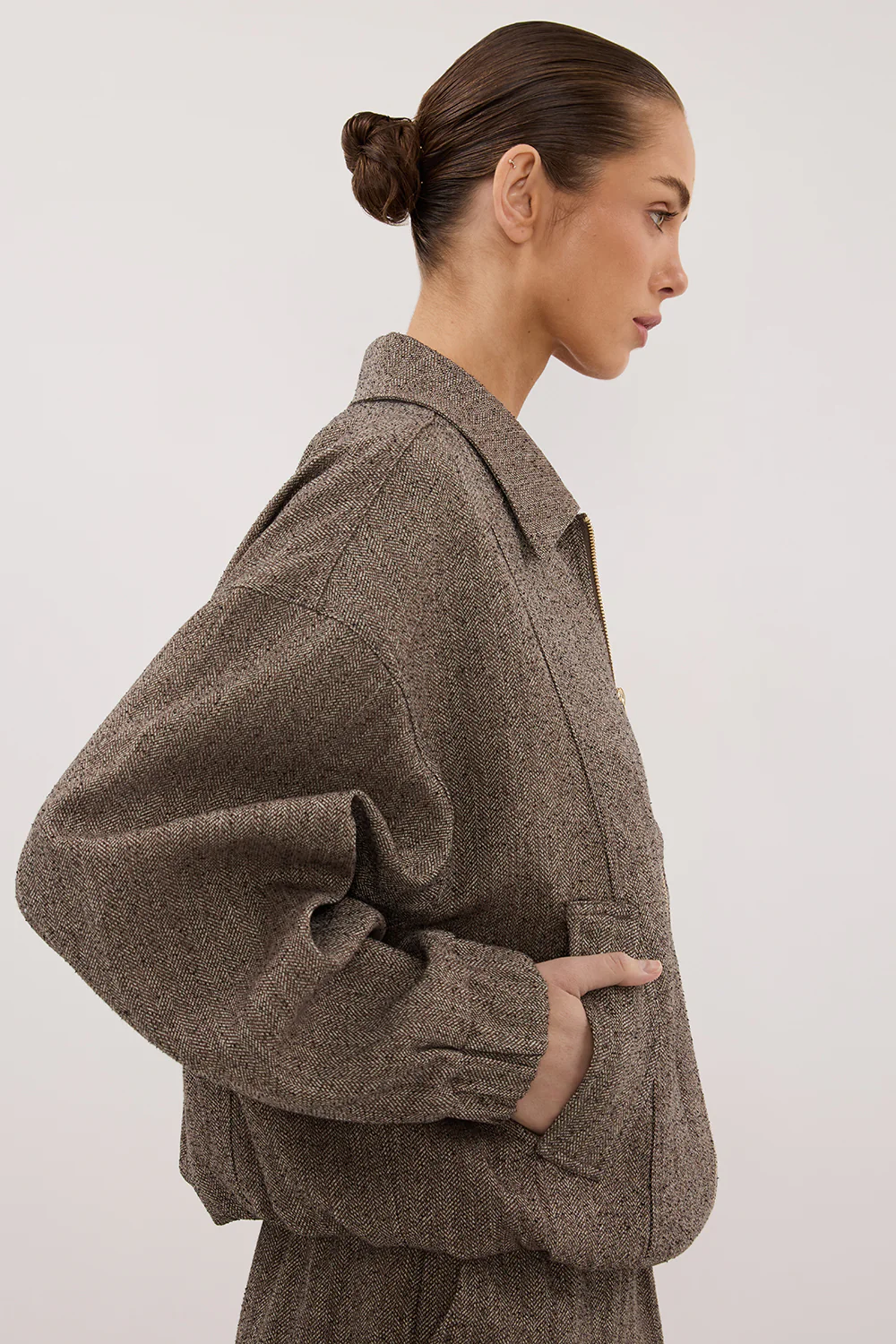 FRANKIE CHOC TWEED BOMBER JACKET - Image 4