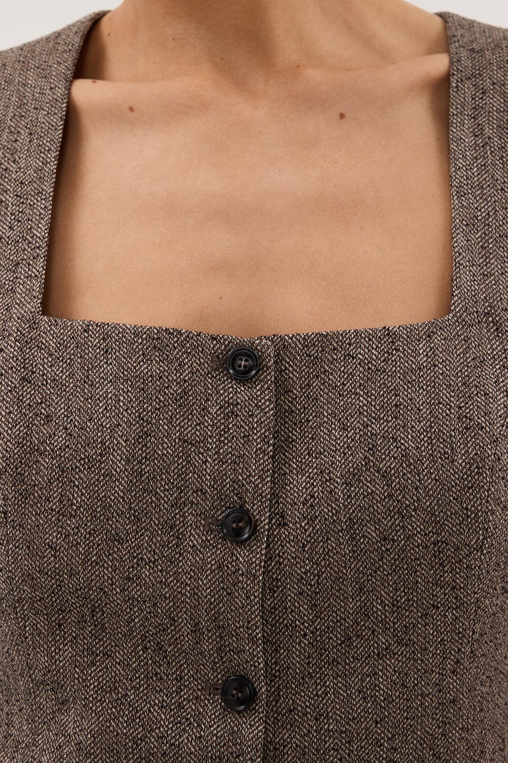 FRANKIE CHOC TWEED SQUARE NECK VEST - Image 6