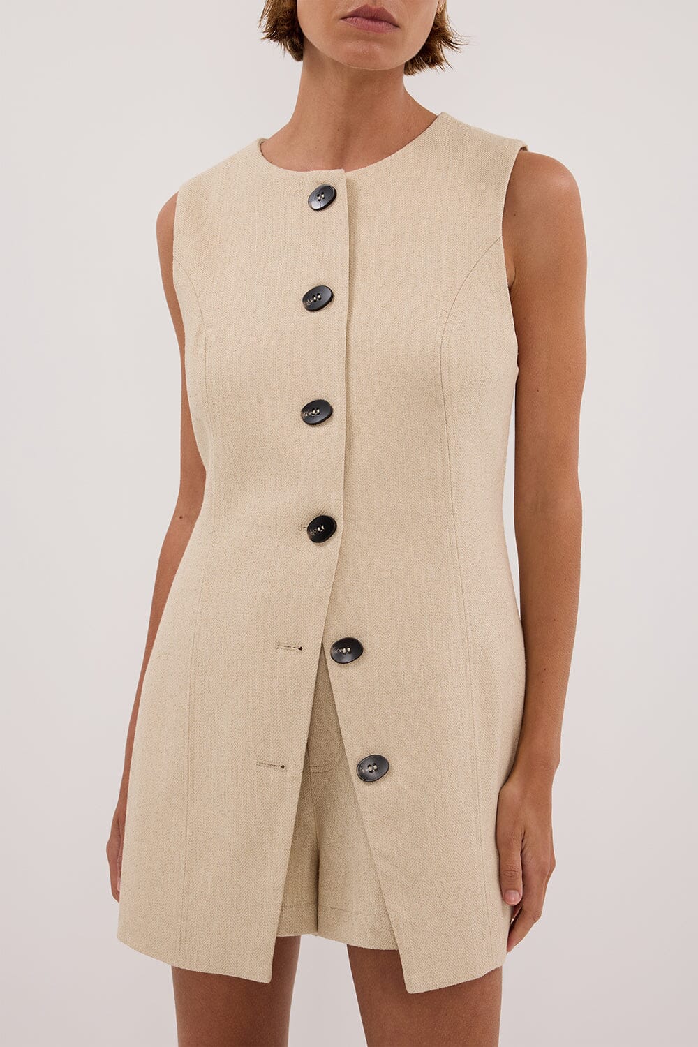 FRANKIE OAT TWEED TUNIC VEST - Image 6