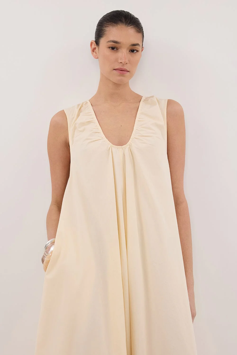 GABBY BUTTERMILK OVERSIZED COTTON MIDI DRESS - Image 2