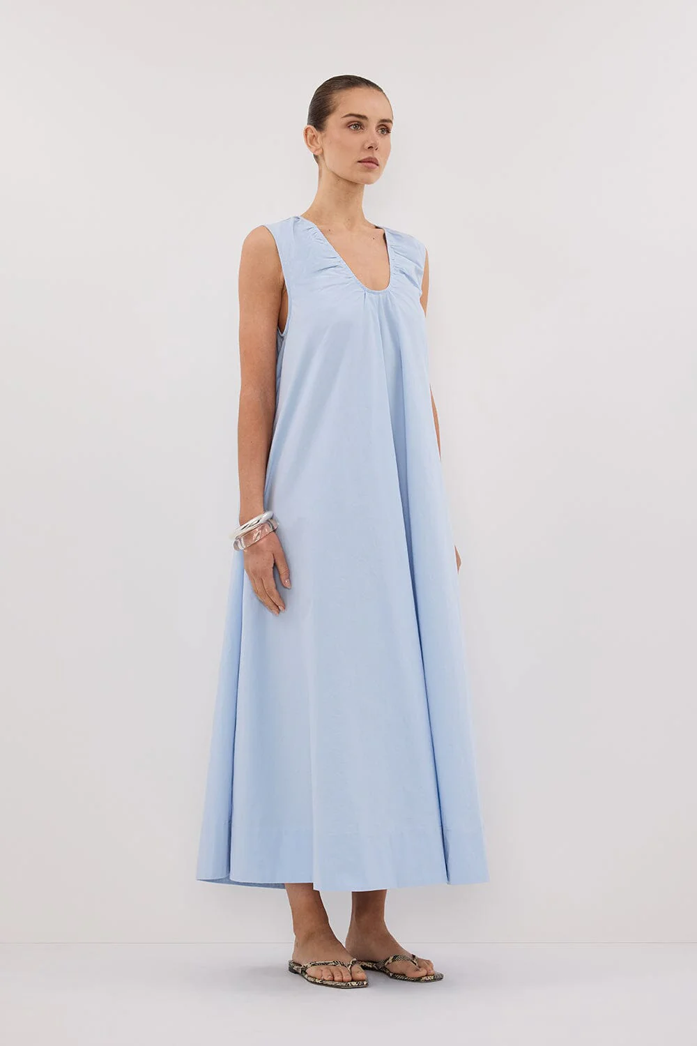 GABBY CORNFLOWER OVERSIZED COTTON MIDI DRESS - Image 3
