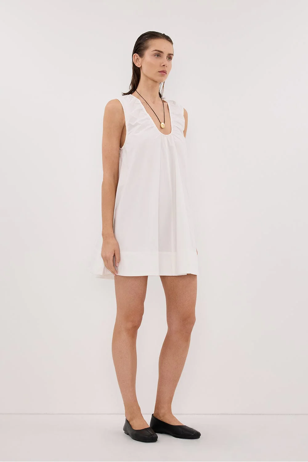 GABBY WHITE OVERSIZED COTTON MINI DRESS - Image 3