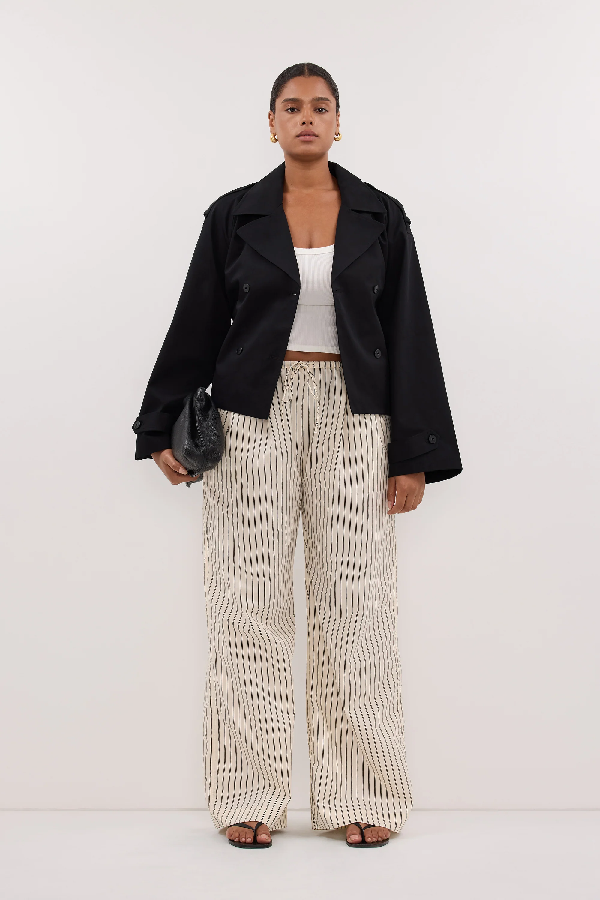 GABRIEL BLACK CROPPED TRENCH COAT - Image 7