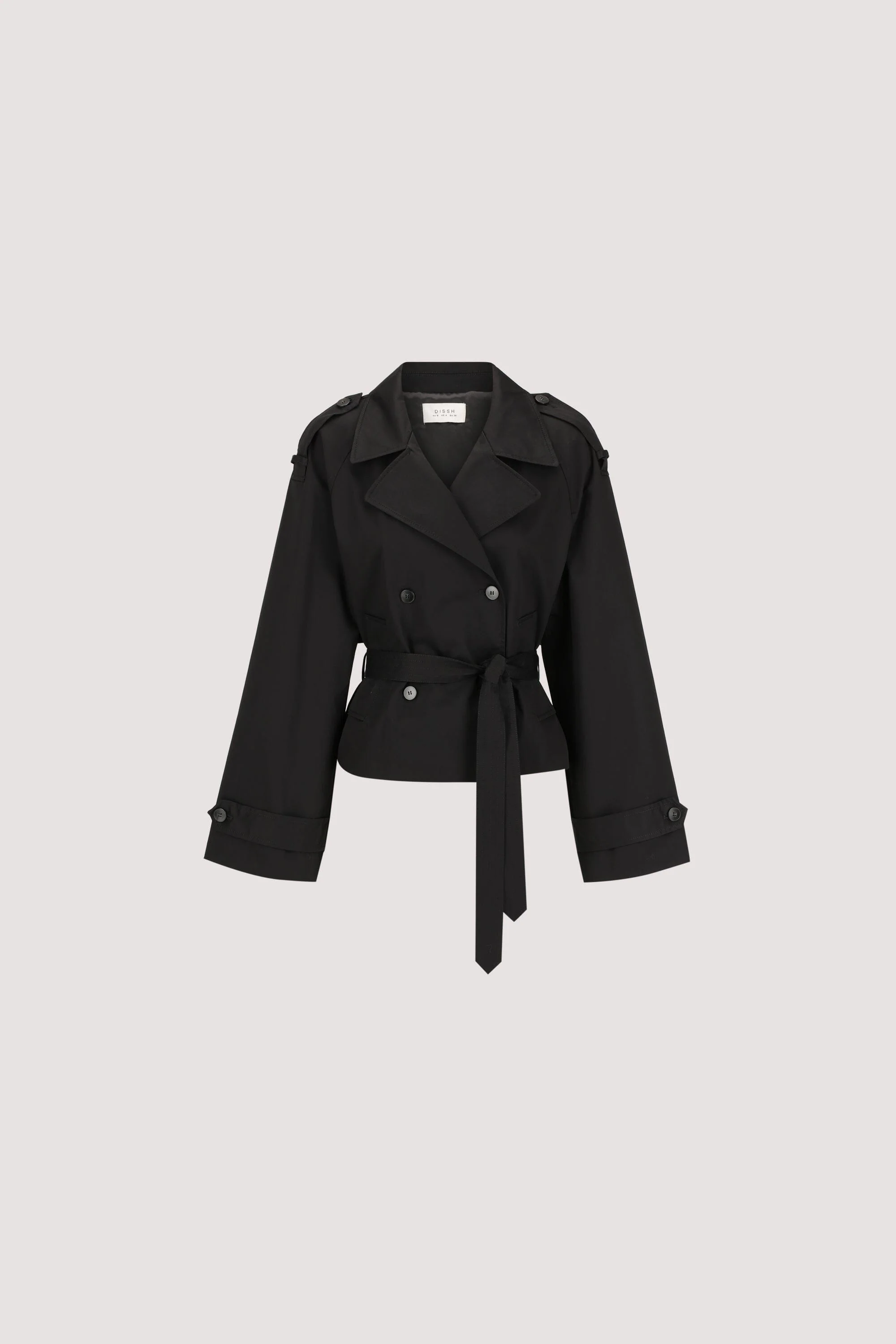 GABRIEL BLACK CROPPED TRENCH COAT - Image 9