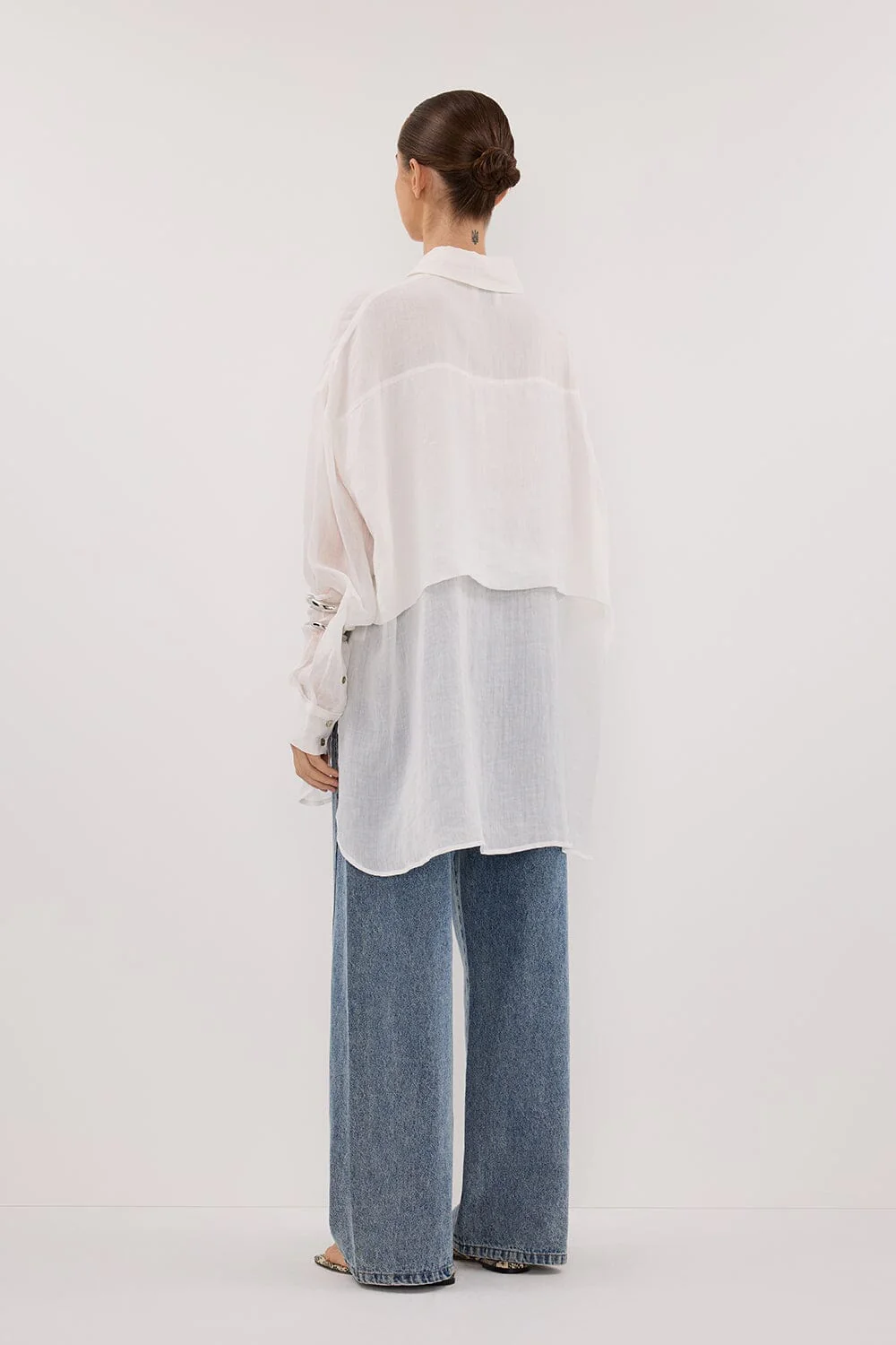 GIGI WHITE RAMIE LONG SLEEVE SHIRT - Image 4