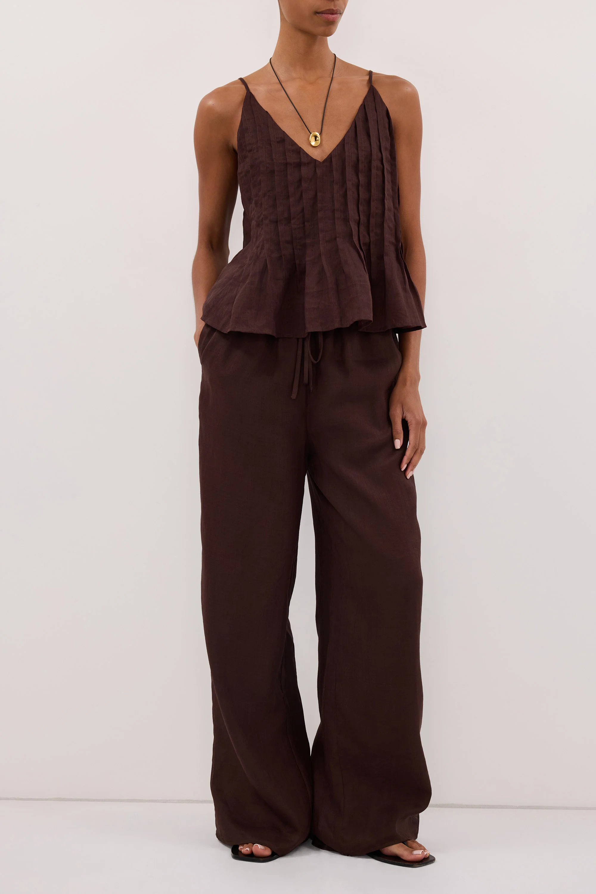 GINNY BURNT CHOC RAMIE PANT - Image 2