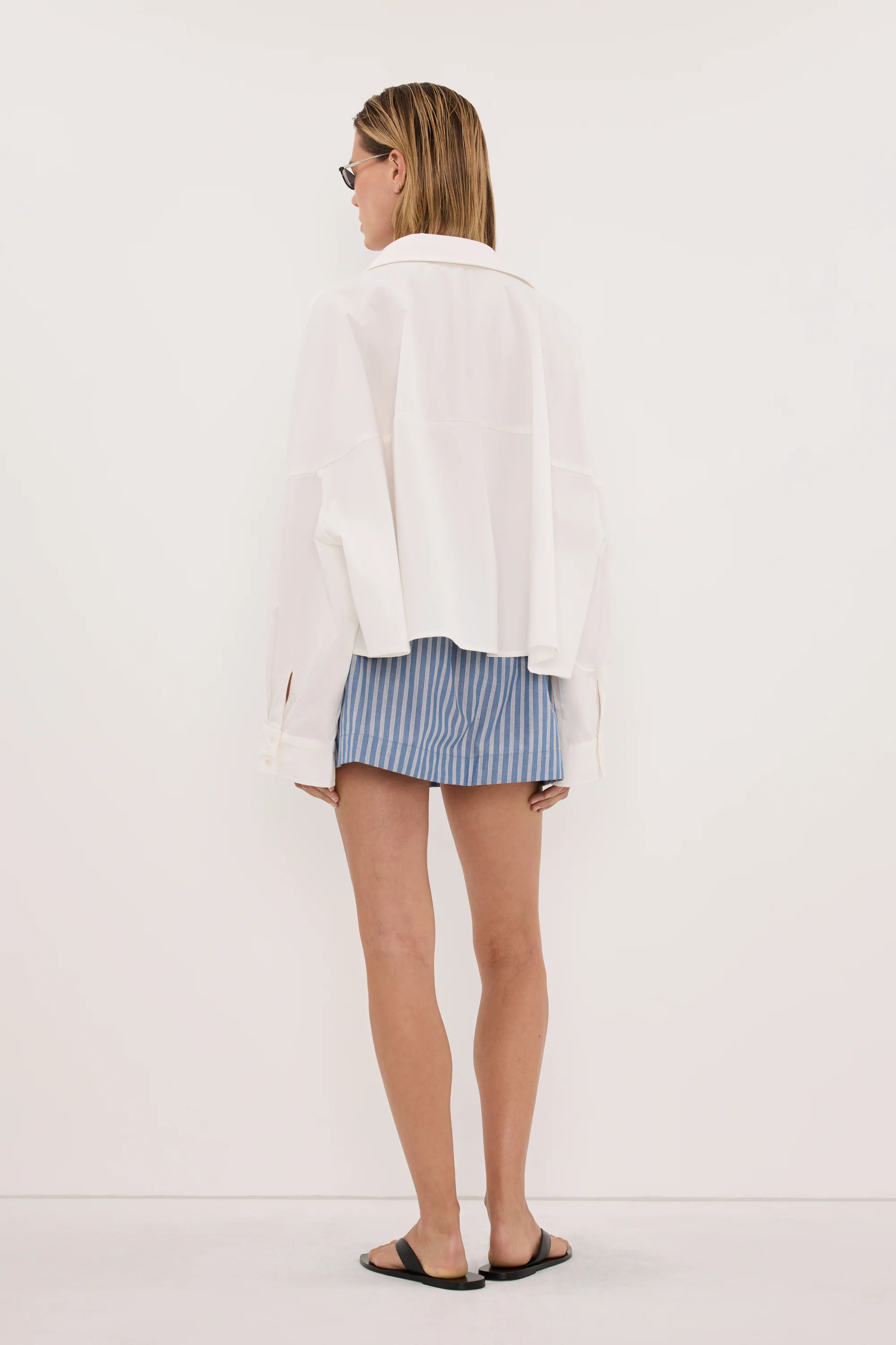 GOLDIE WHITE CROPPED COTTON SHIRT - Image 7