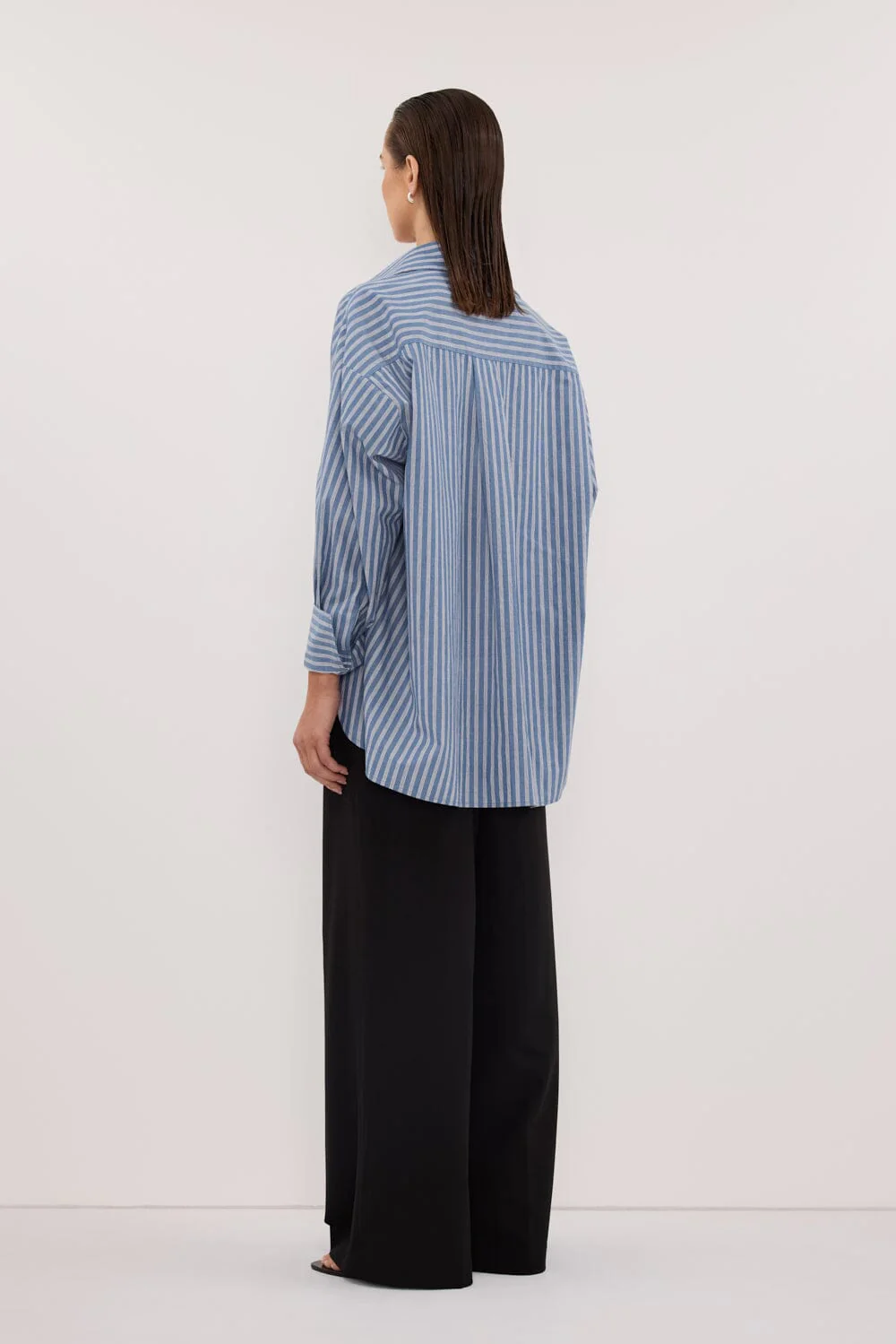 GRACIE LONG SLEEVE BLUE STRIPE SHIRT - Image 5