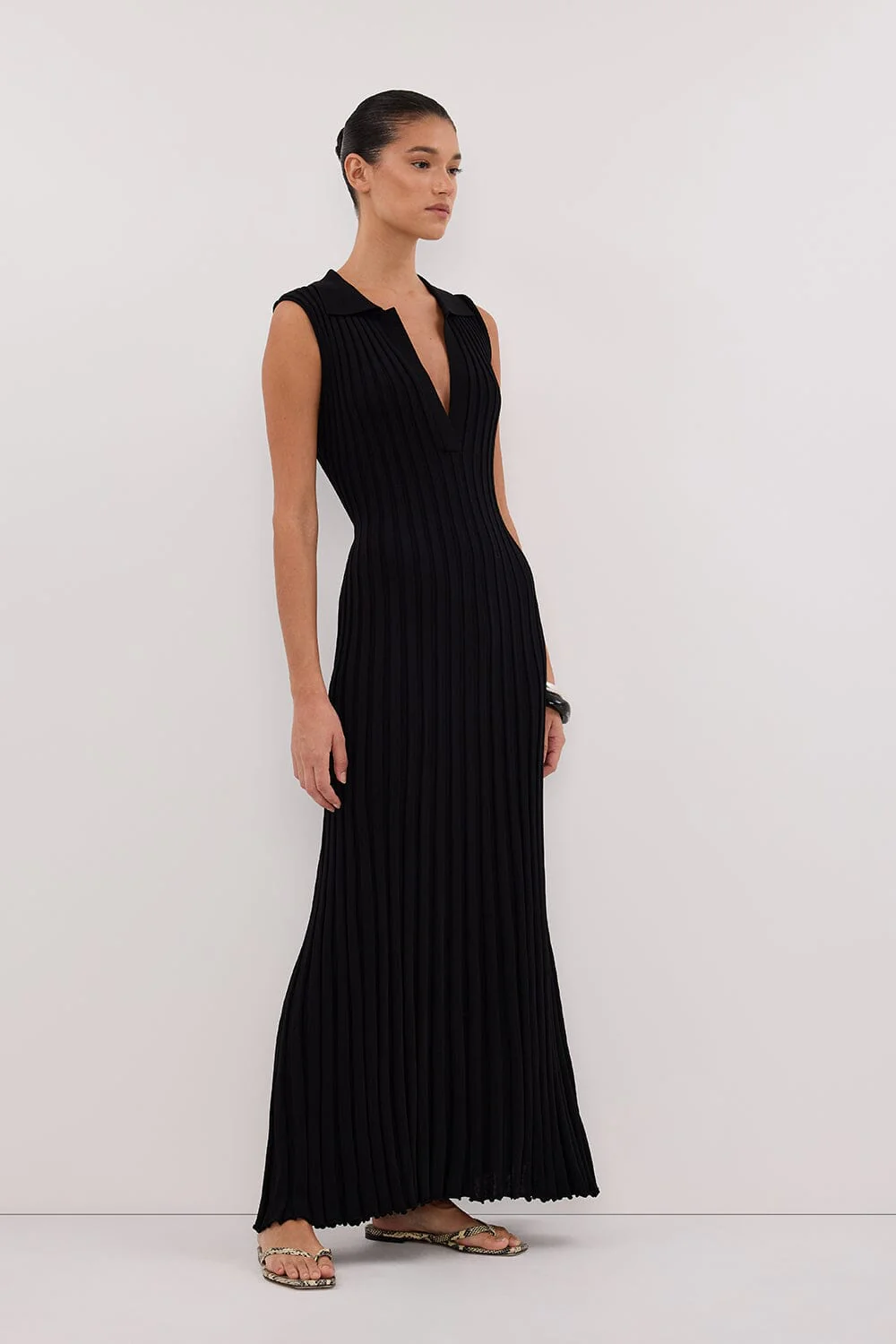 HAL BLACK SLEEVELESS KNIT MAXI DRESS - Image 3