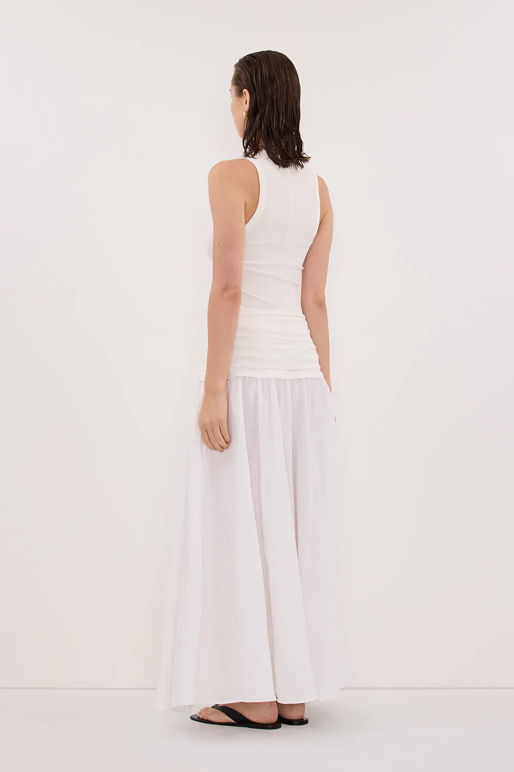 HALLIE WHITE LINEN MIDI SKIRT - Image 4