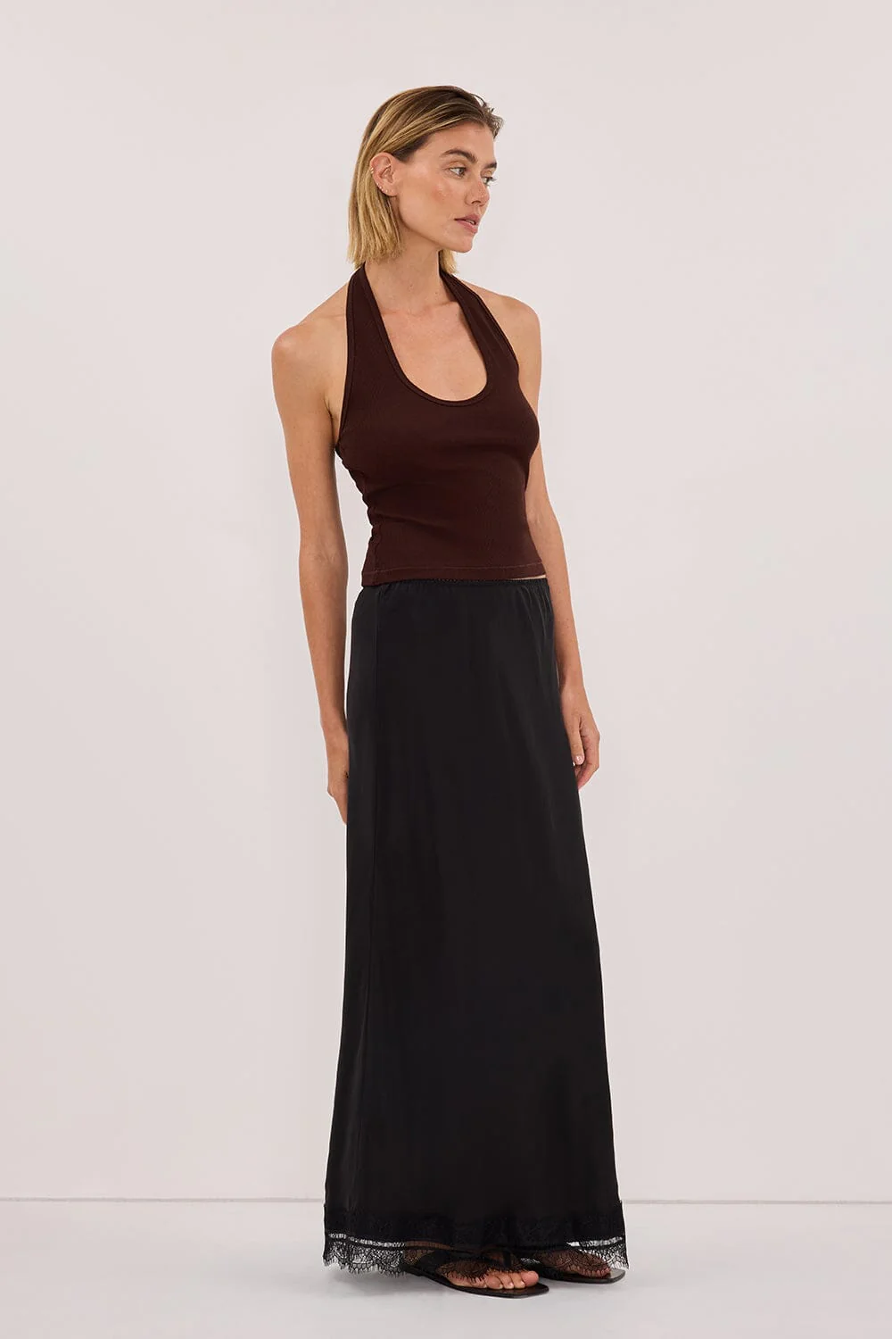 HARLAN BURNT CHOC KNIT HALTER TOP - Image 3