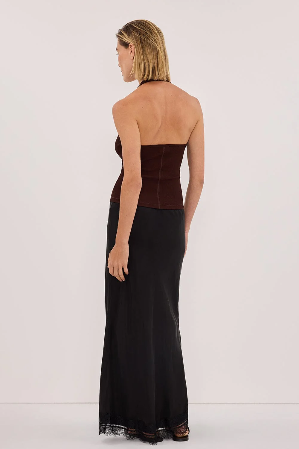 HARLAN BURNT CHOC KNIT HALTER TOP - Image 4