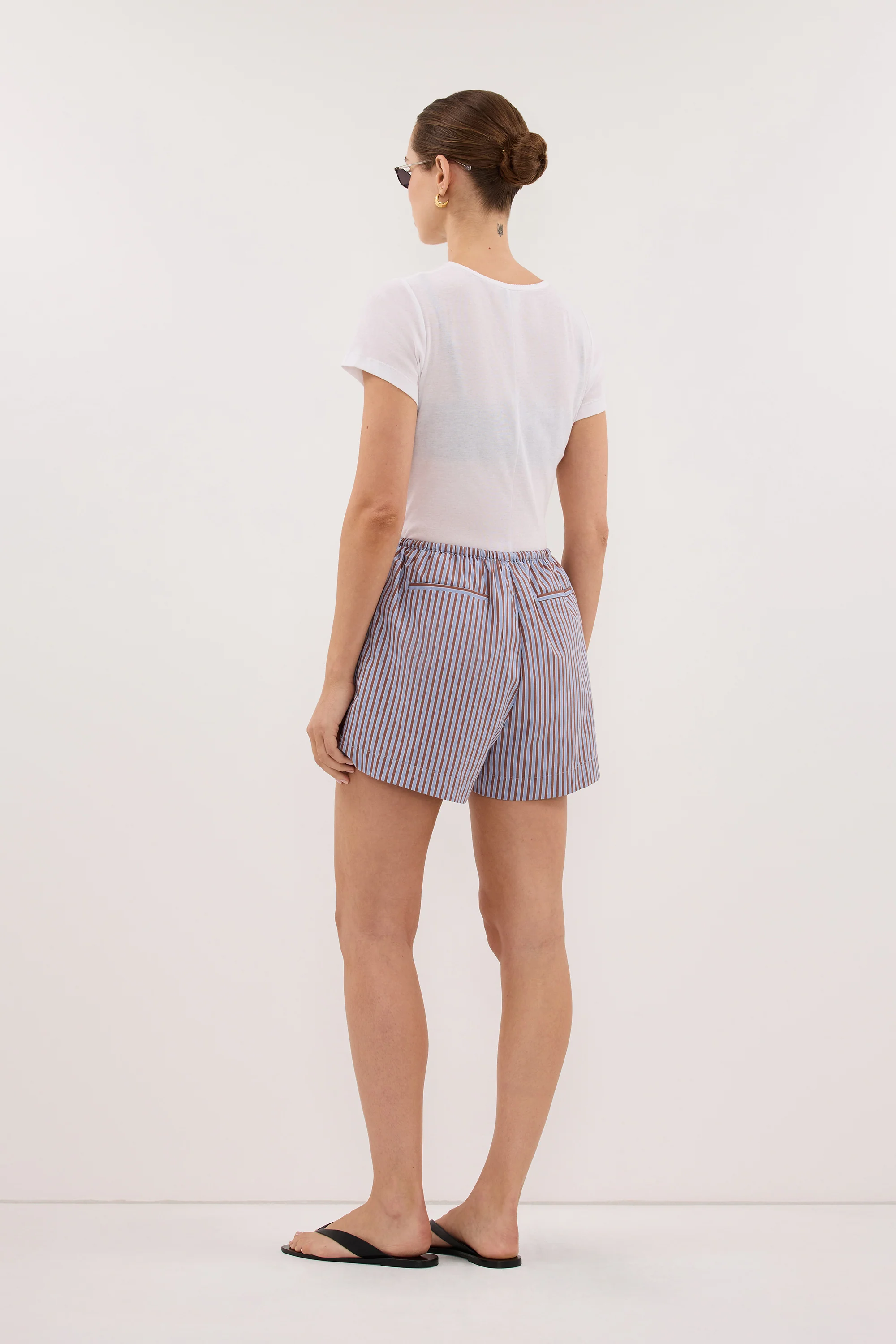HARRI STRIPE COTTON BLEND SHORTS - Image 4