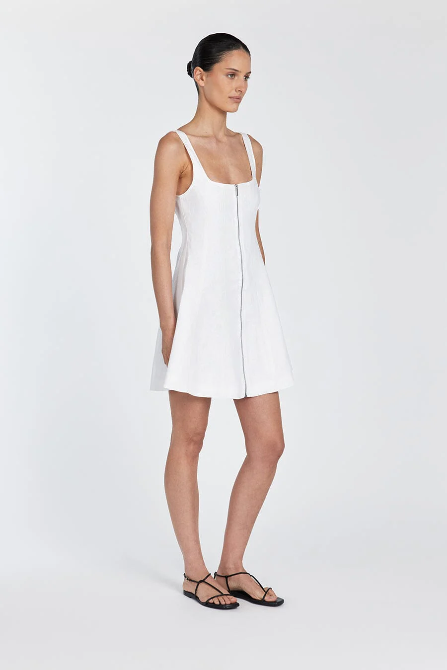 HARRIET WHITE LINEN MINI DRESS - Image 3