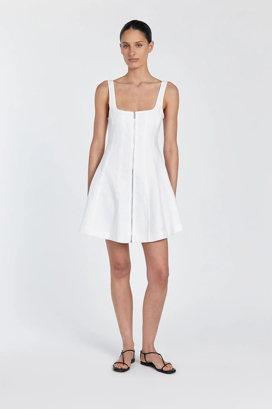 HARRIET WHITE LINEN MINI DRESS - Image 6
