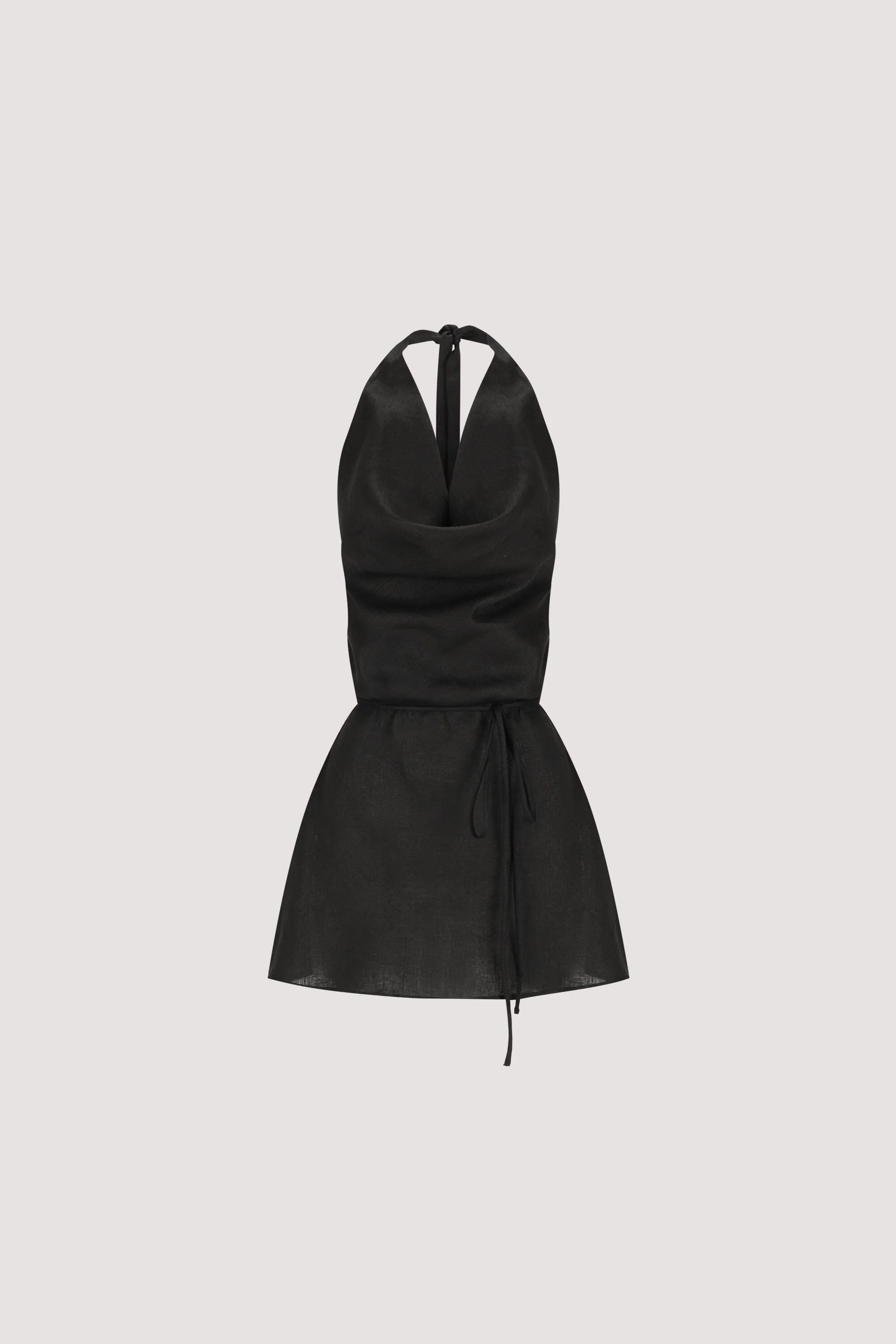 HAYLEE BLACK SLEEVELESS LINEN COWL TOP - Image 6
