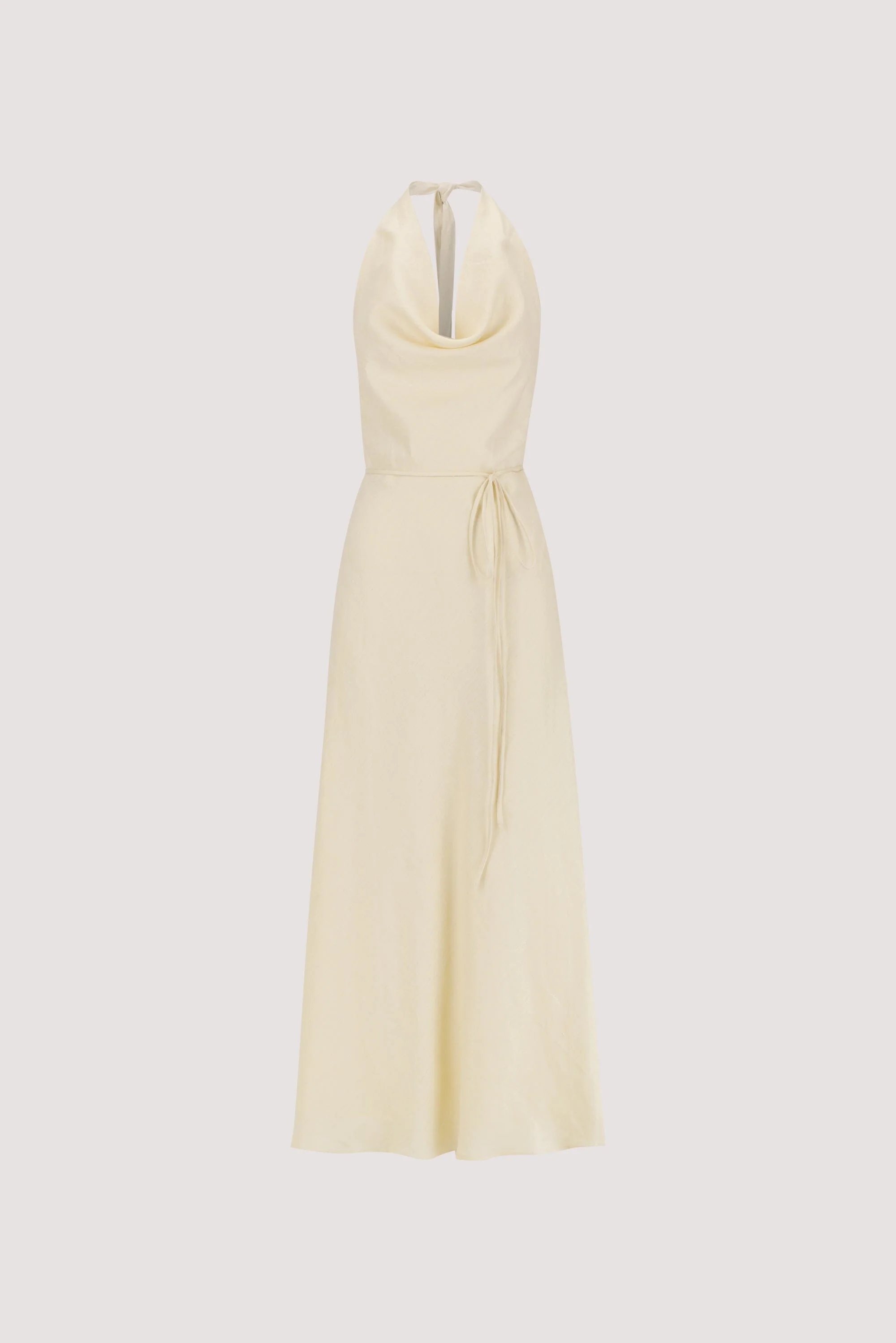 HAYLEE STRAW SLEEVELESS LINEN COWL MIDI DRESS - Image 7