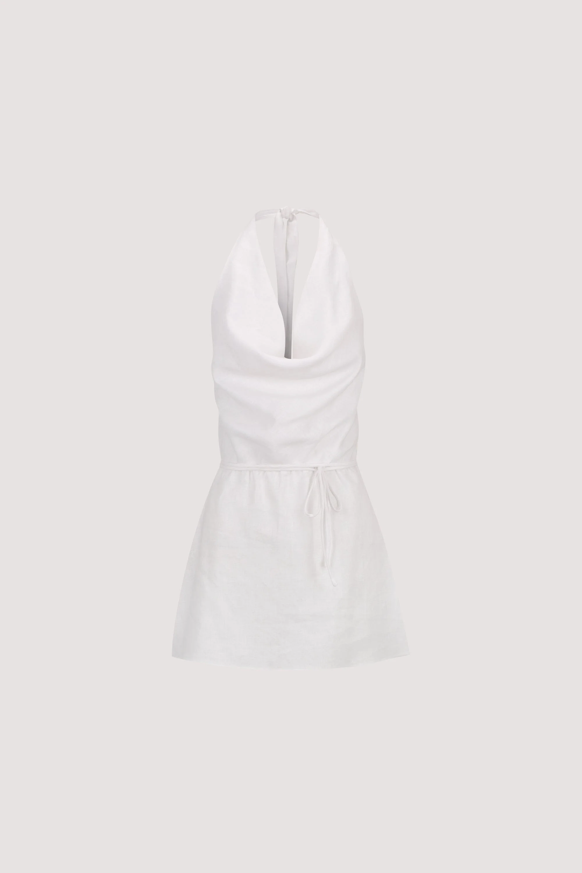 HAYLEE WHITE SLEEVELESS LINEN COWL TOP - Image 8
