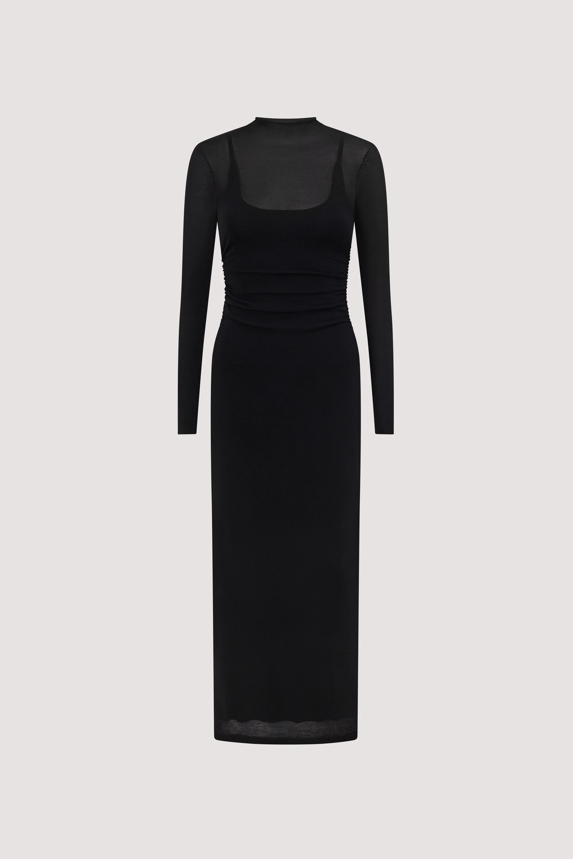 HAZEL BLACK LONG SLEEVE KNIT MIDI DRESS - Image 8