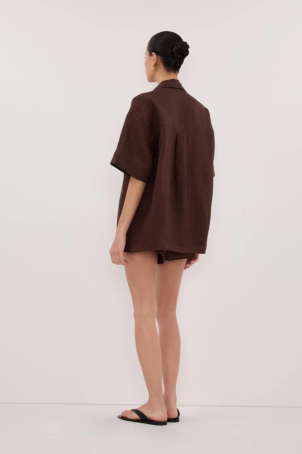 HELENA COCOA OVERSIZED LINEN SHIRT - Image 4