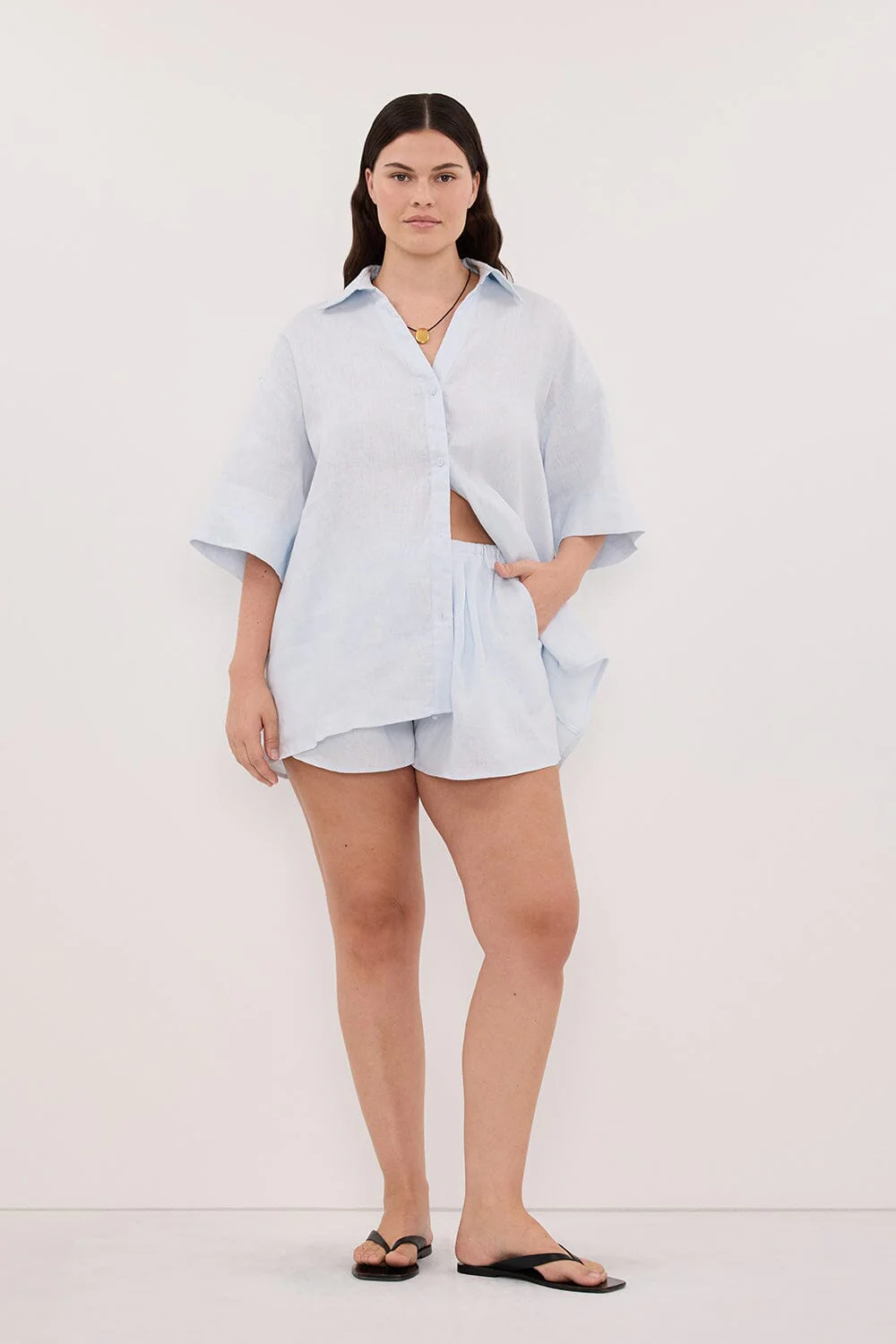 HELENA CORNFLOWER OVERSIZED LINEN SHIRT - Image 6