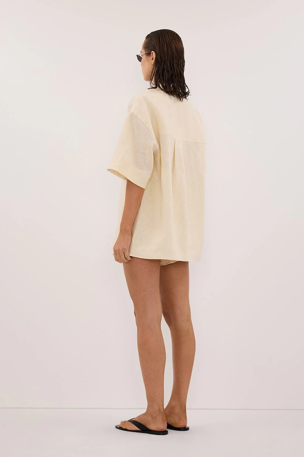 HELENA STRAW OVERSIZED LINEN SHIRT - Image 4