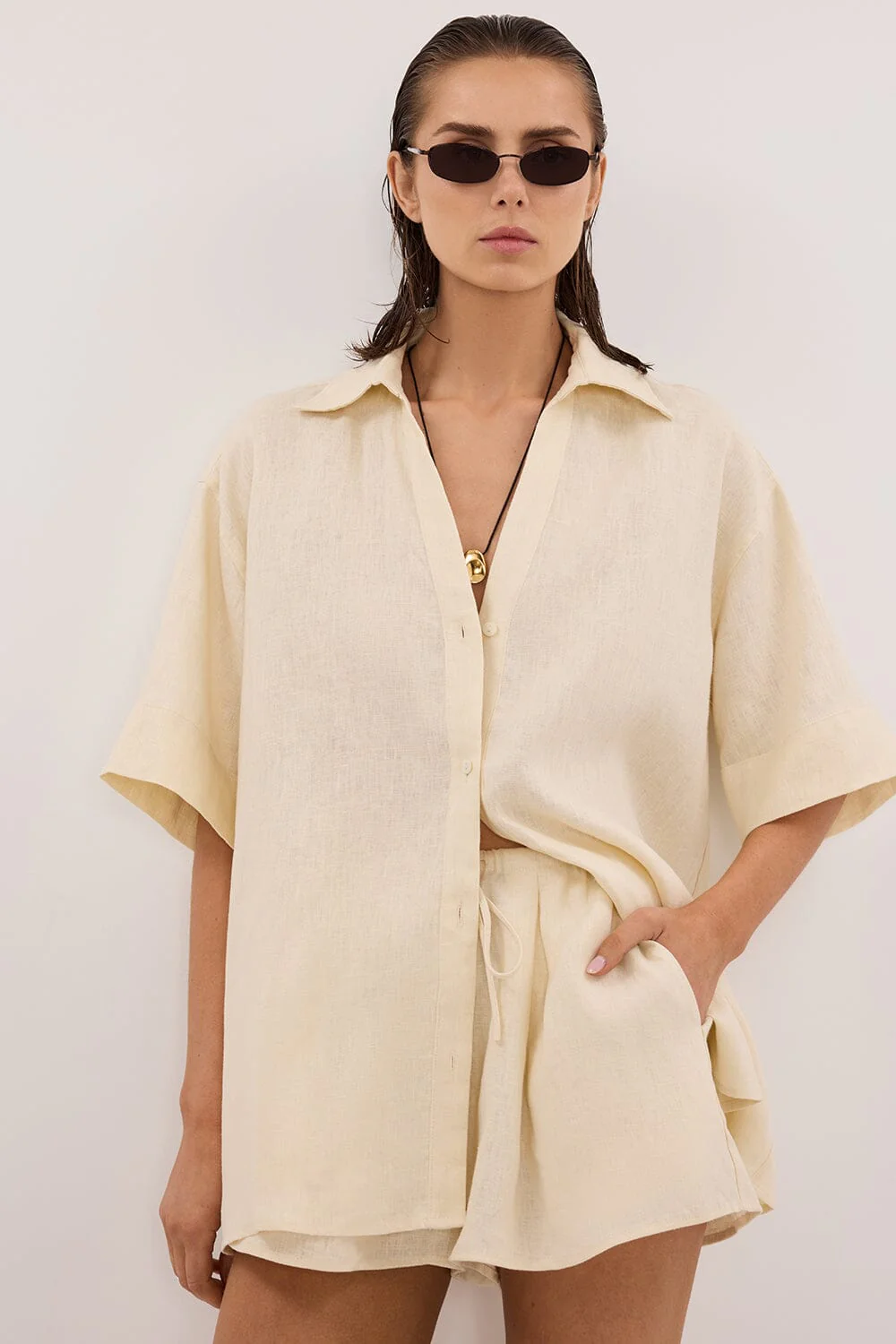 HELENA STRAW LINEN SHORT - Image 2