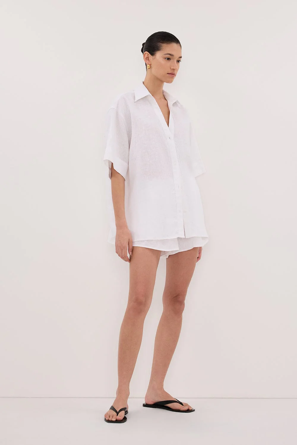 HELENA WHITE OVERSIZED LINEN SHIRT - Image 3