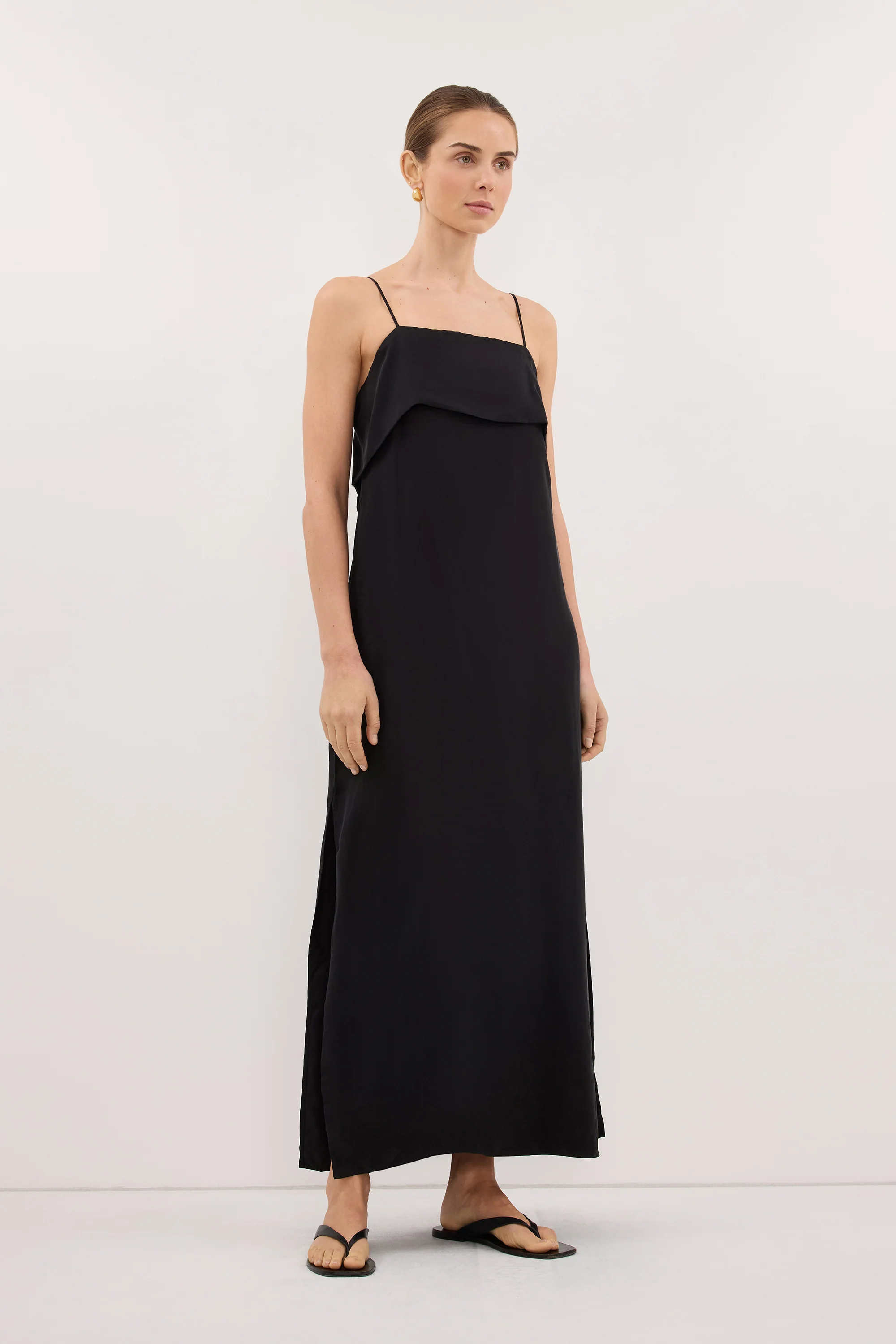 IDA BLACK CUPRO MIDI DRESS - Image 3