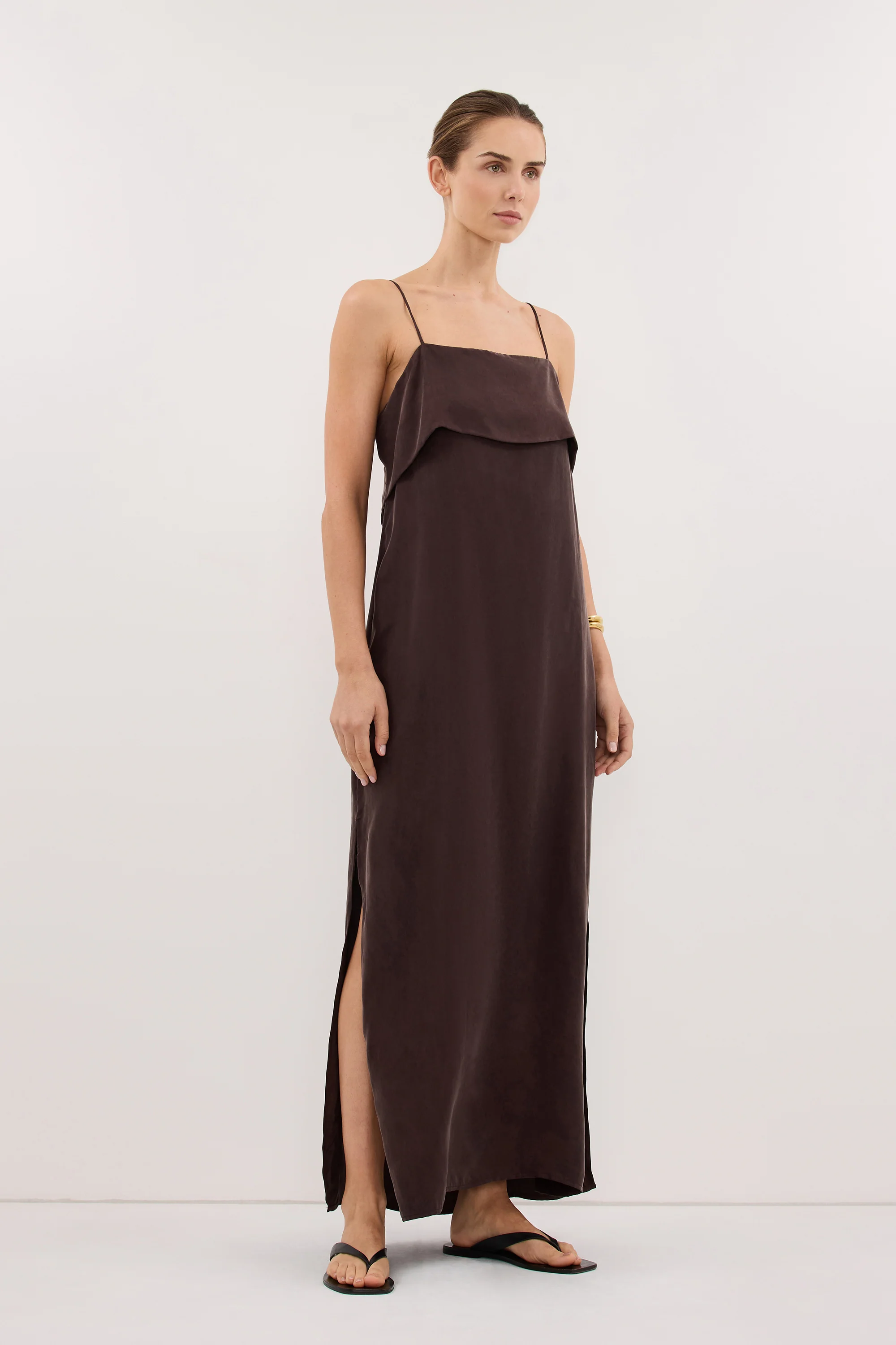 IDA PLUM CHOC CUPRO MIDI DRESS - Image 3