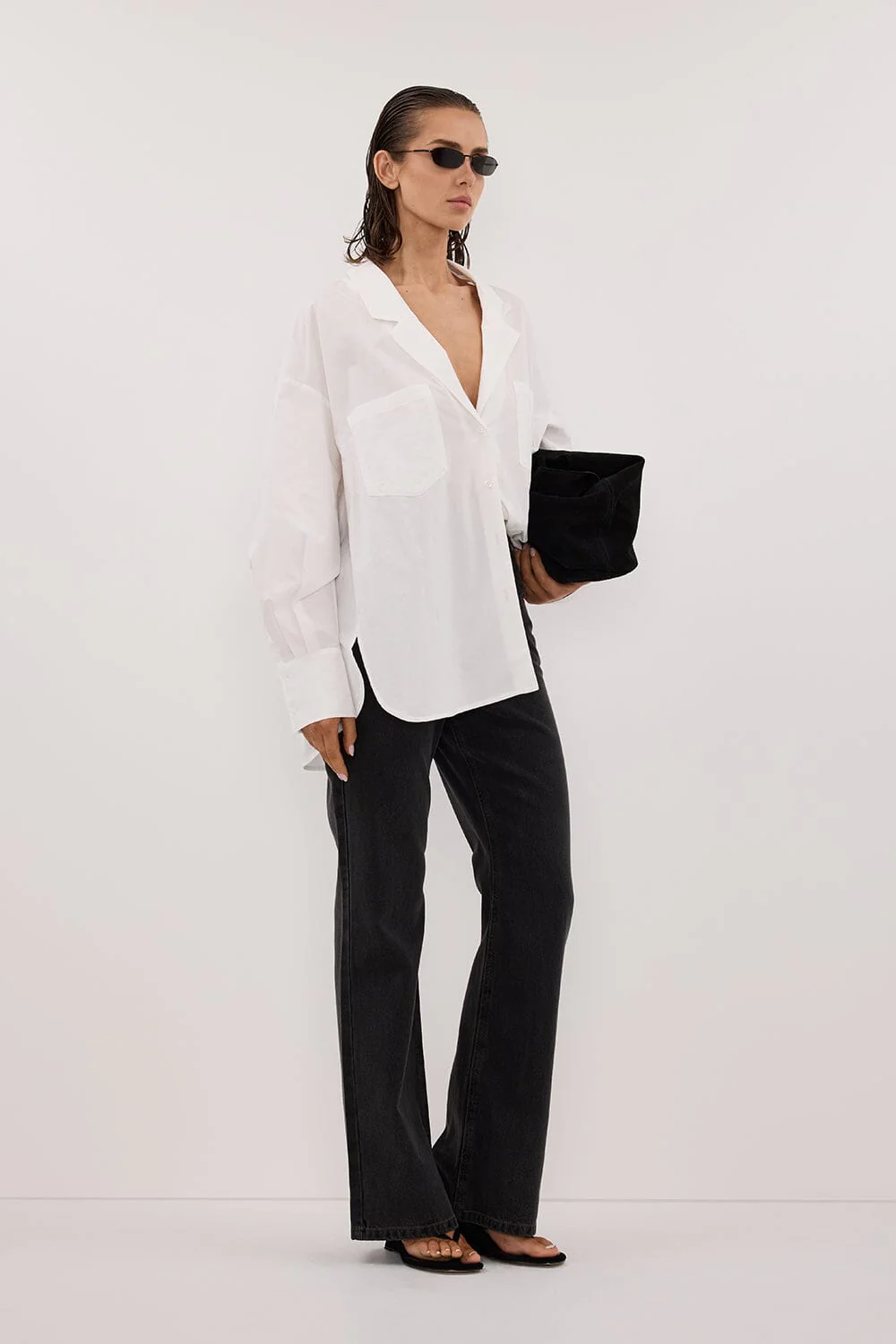IRENE WHITE LONG SLEEVE NOTCH COLLAR SHIRT - Image 3
