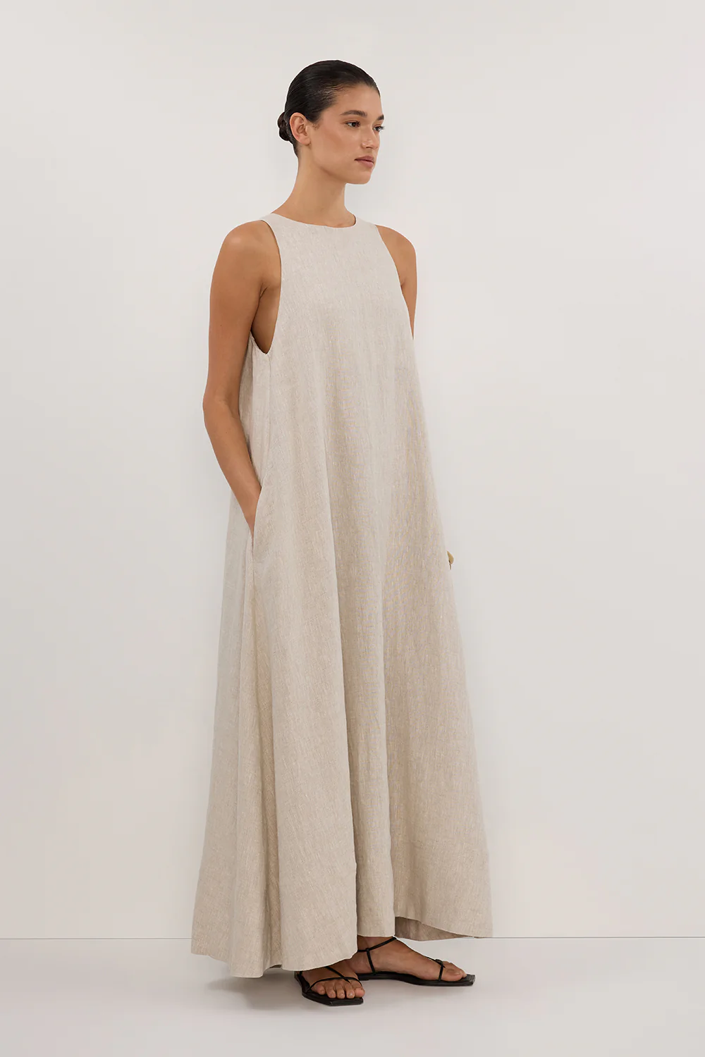 ISABELLE NATURAL LINEN MIDI DRESS - Image 3