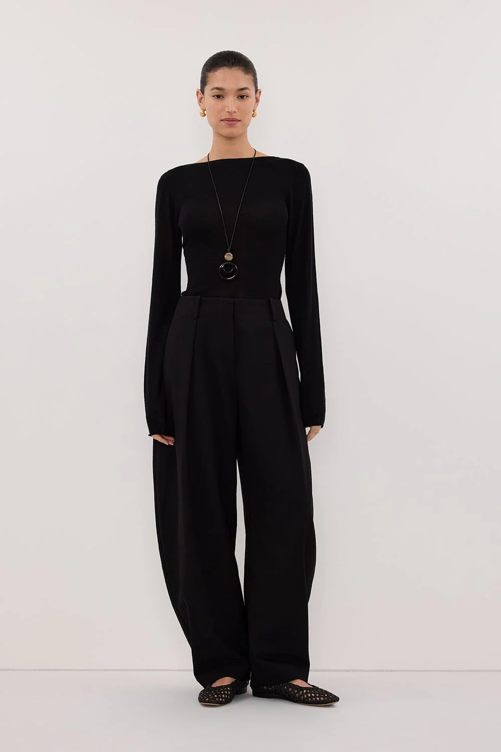 IVY BLACK MERINO LONG SLEEVE TOP - Image 5