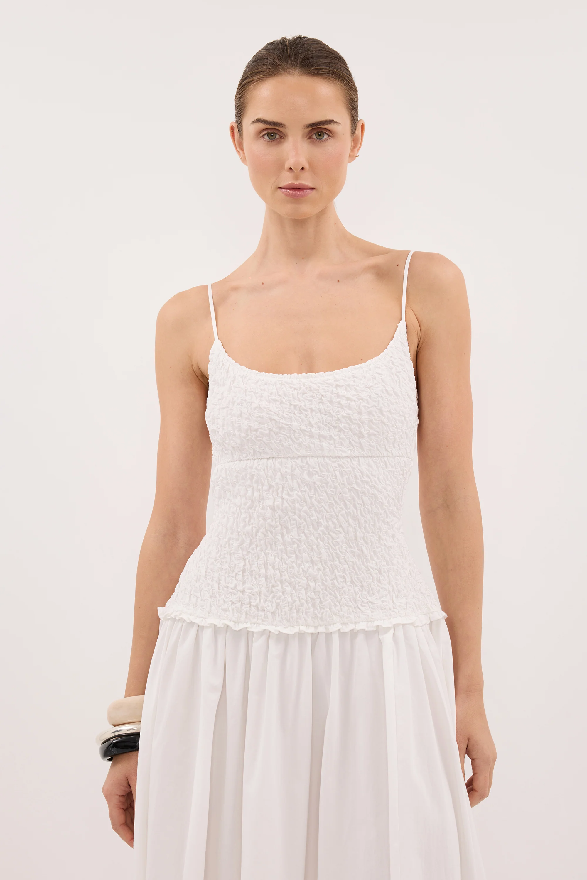 IZAIAH WHITE COTTON MIDI DRESS - Image 2