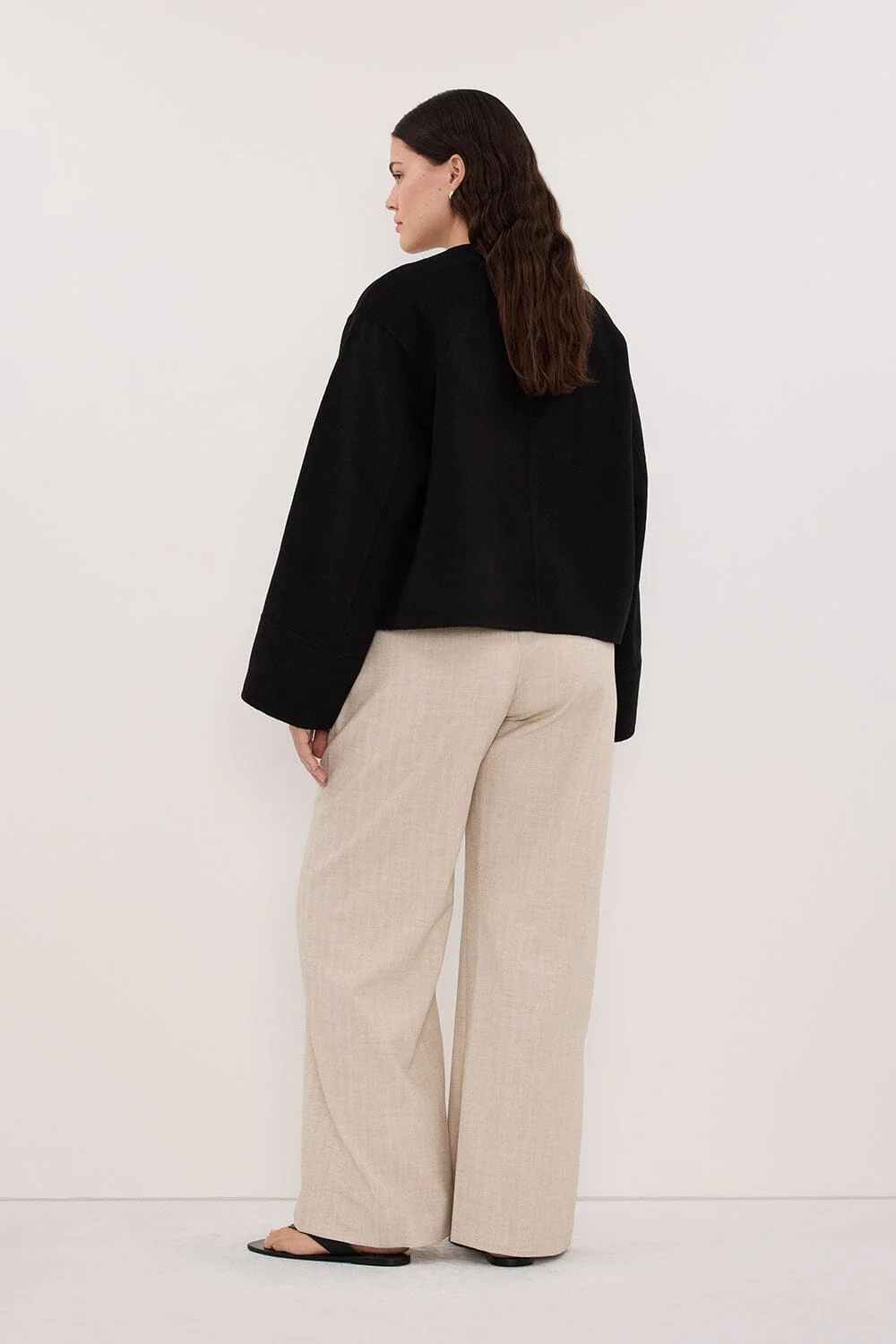 JACLYN BLACK CROPPED WOOL BLEND COAT - Image 7