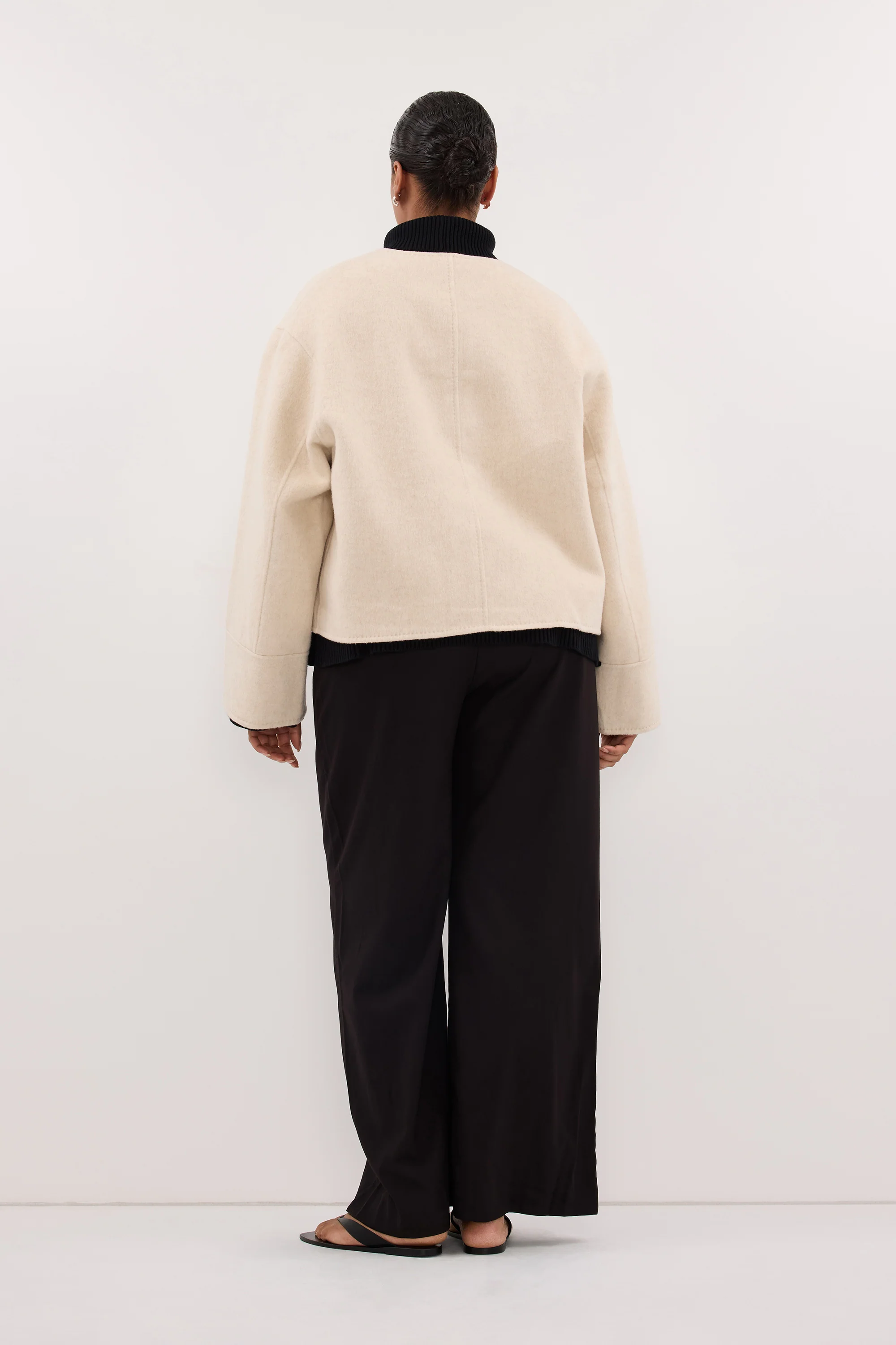 JACLYN IVORY MARLE CROPPED WOOL BLEND COAT - Image 7