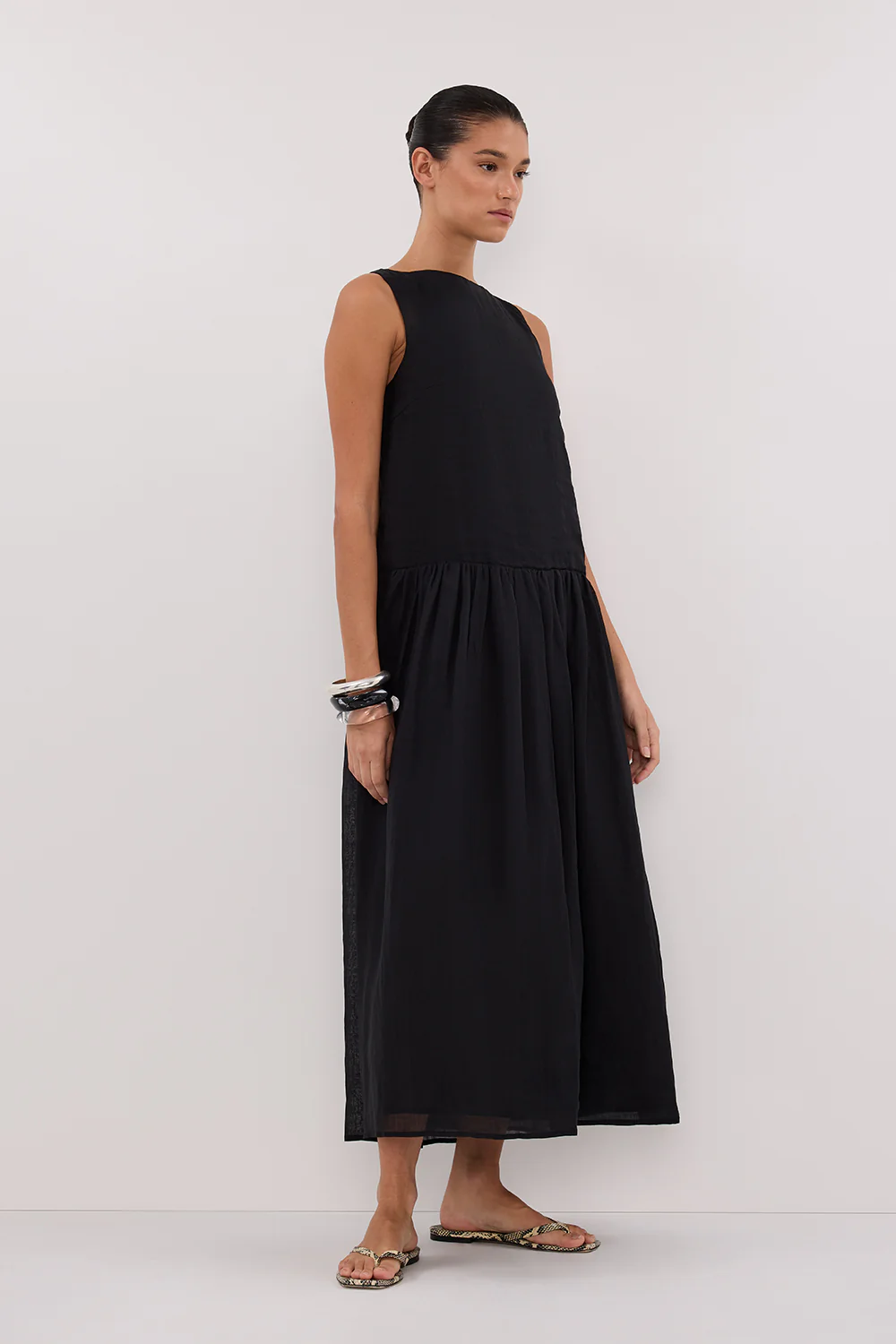 JACQUES BLACK RAMIE MIDI DRESS - Image 3