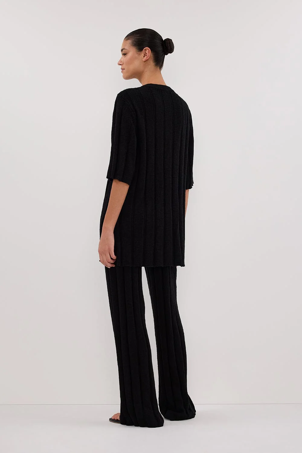 JAZZ BLACK WIDE LEG KNIT PANT - Image 4