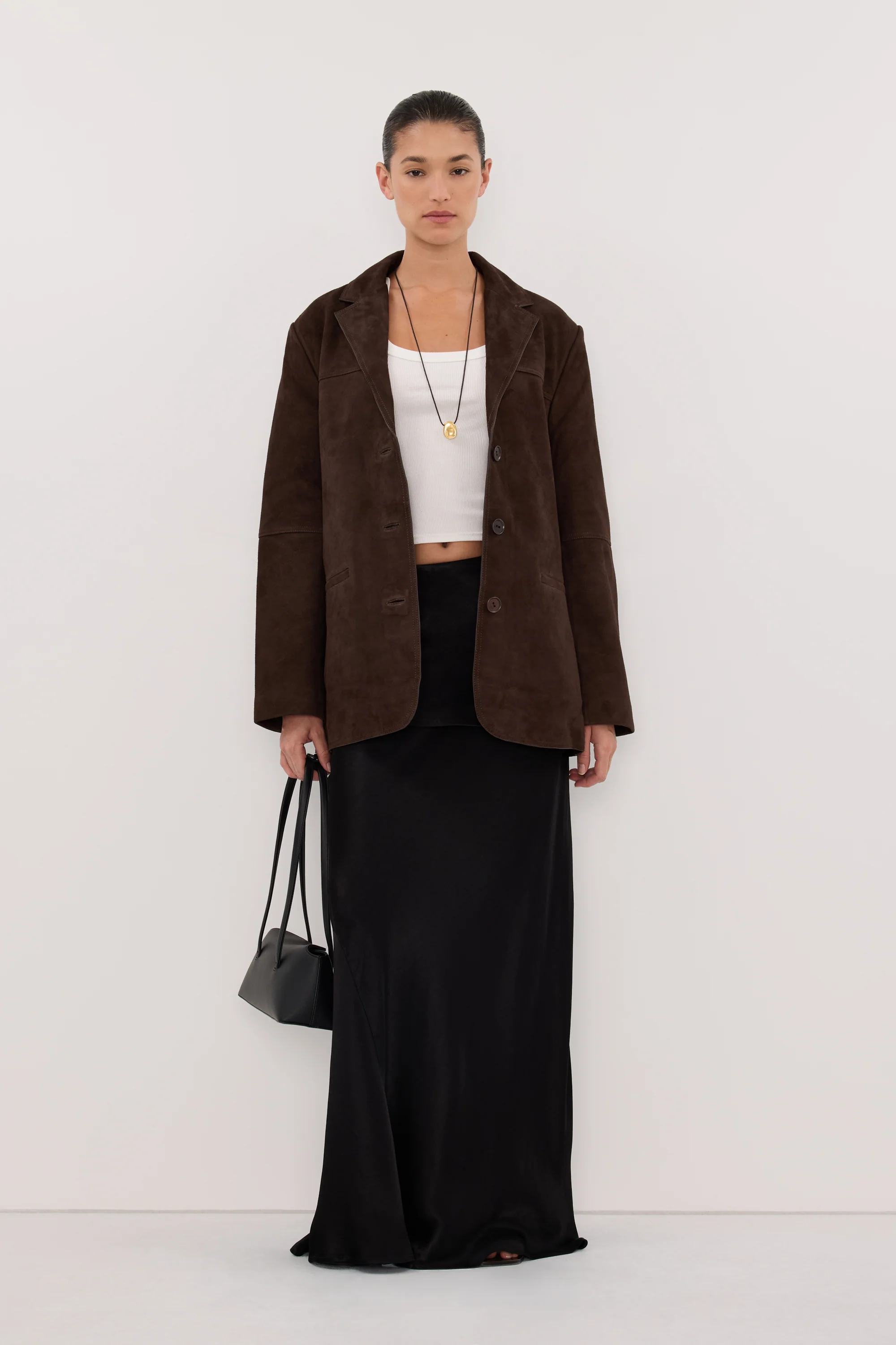 JELENA BLACK SATIN OVERLAY MAXI SKIRT - Image 6