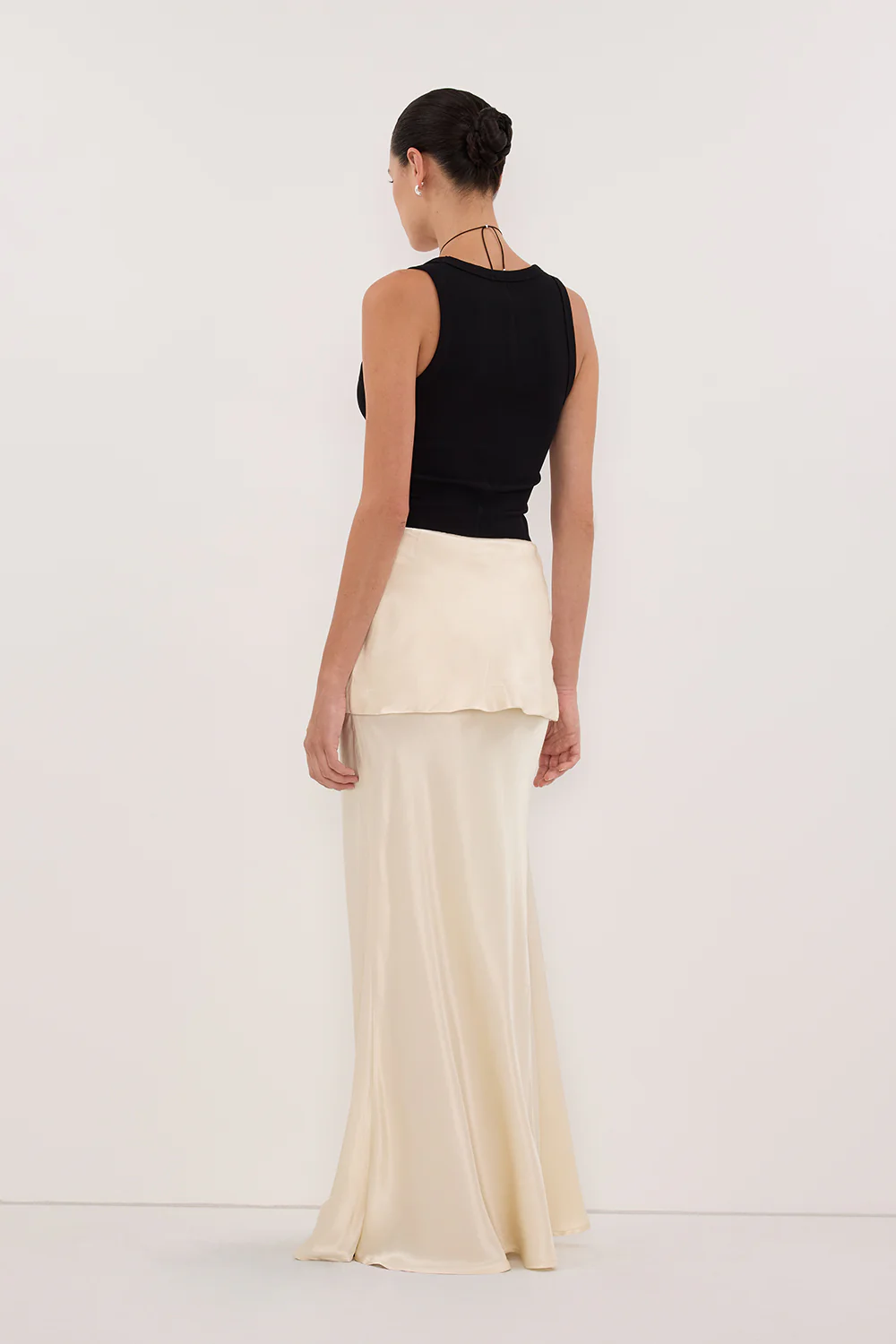 JELENA CREAM SATIN OVERLAY MAXI SKIRT - Image 4